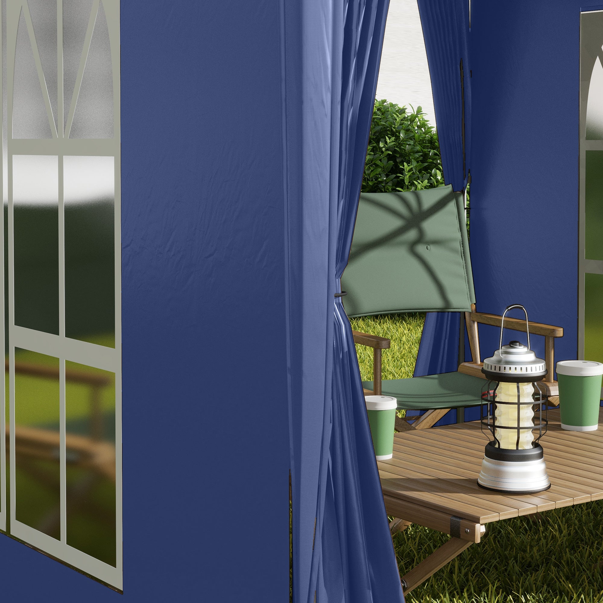 Outsunny Faltpavillon, Bierzelt, 4 abnehmbare Seitenwände, 2 Fenster, Metallrahmen, 2 x 2m, Blau