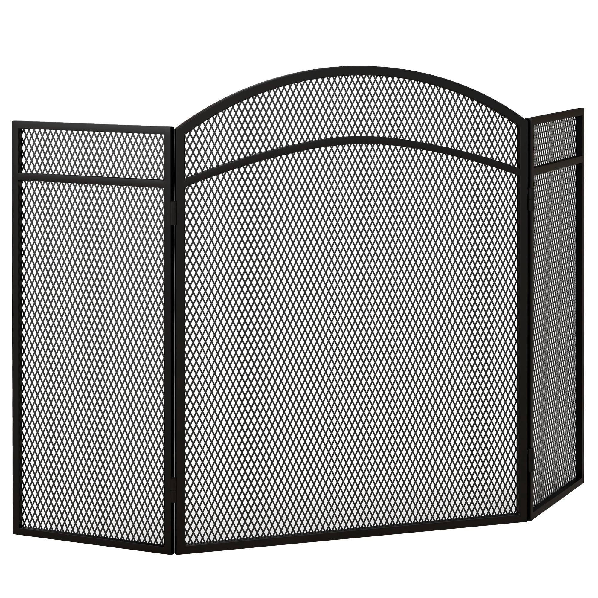 HOMCOM Funkenschutz für Kamine, eleganter Funkenfänger, faltbar, beschichtet, Schwarz, 96 x 60 cm