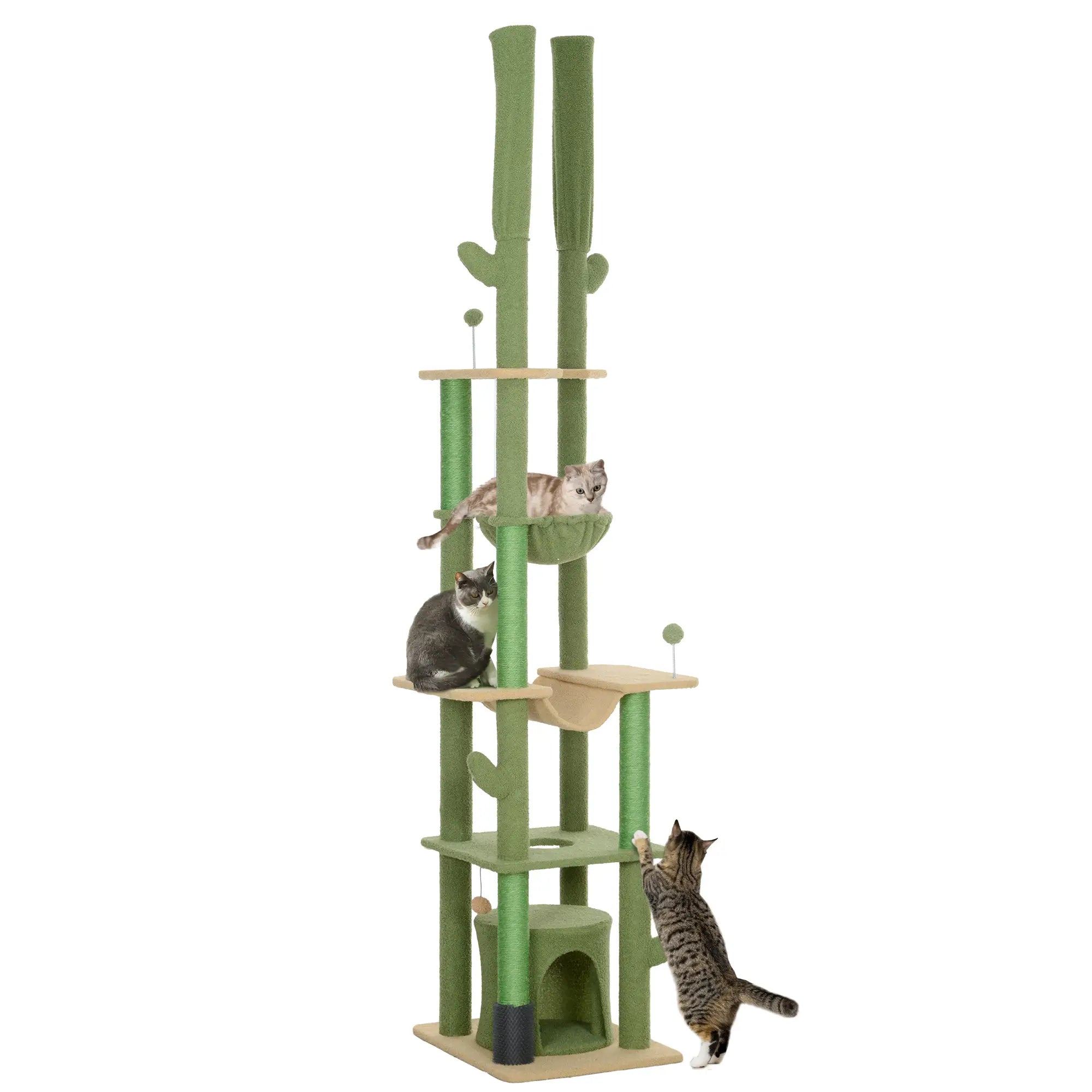PawHut Kratzbaum deckenhoch höhenverstellbar mit Hängematte
