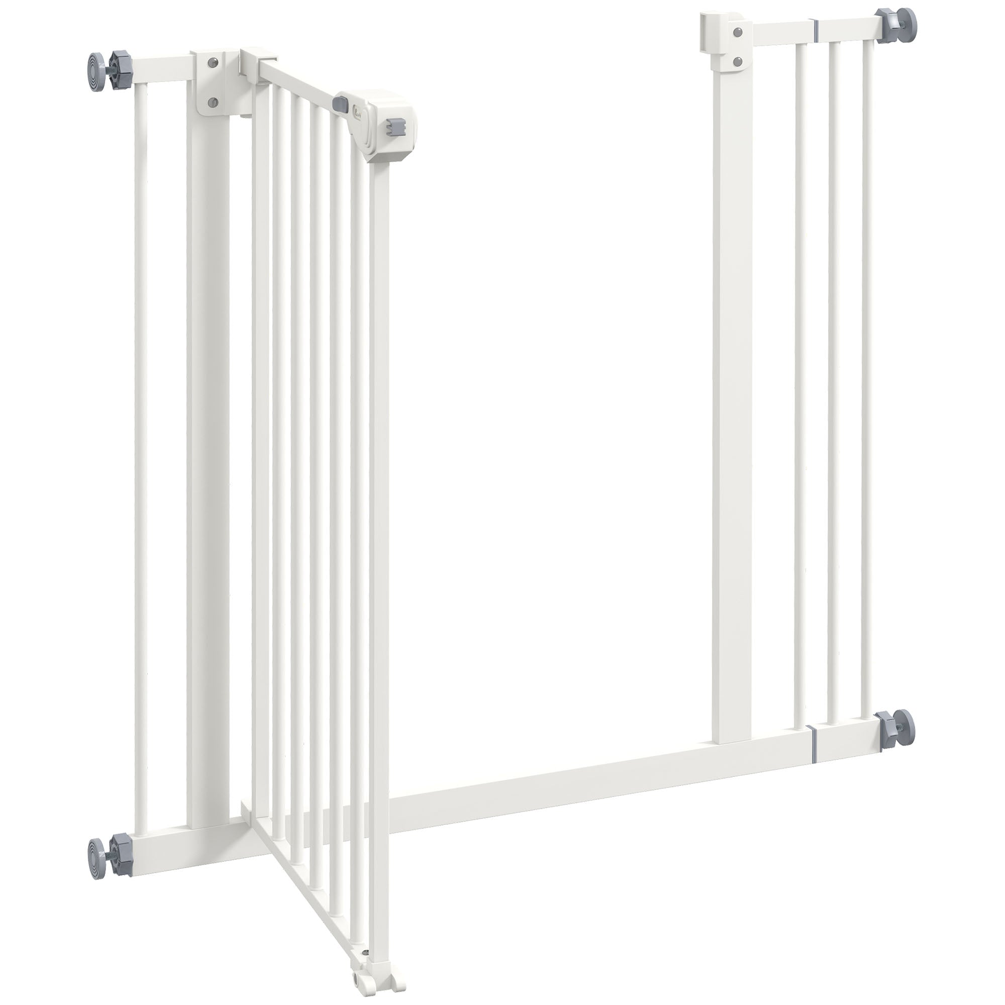 PawHut Türschutzgitter für Hunde, Absperrgitter, Schutzgitter für Haustiere, Metall, Kunststoff, 74-87 cm, Weiß