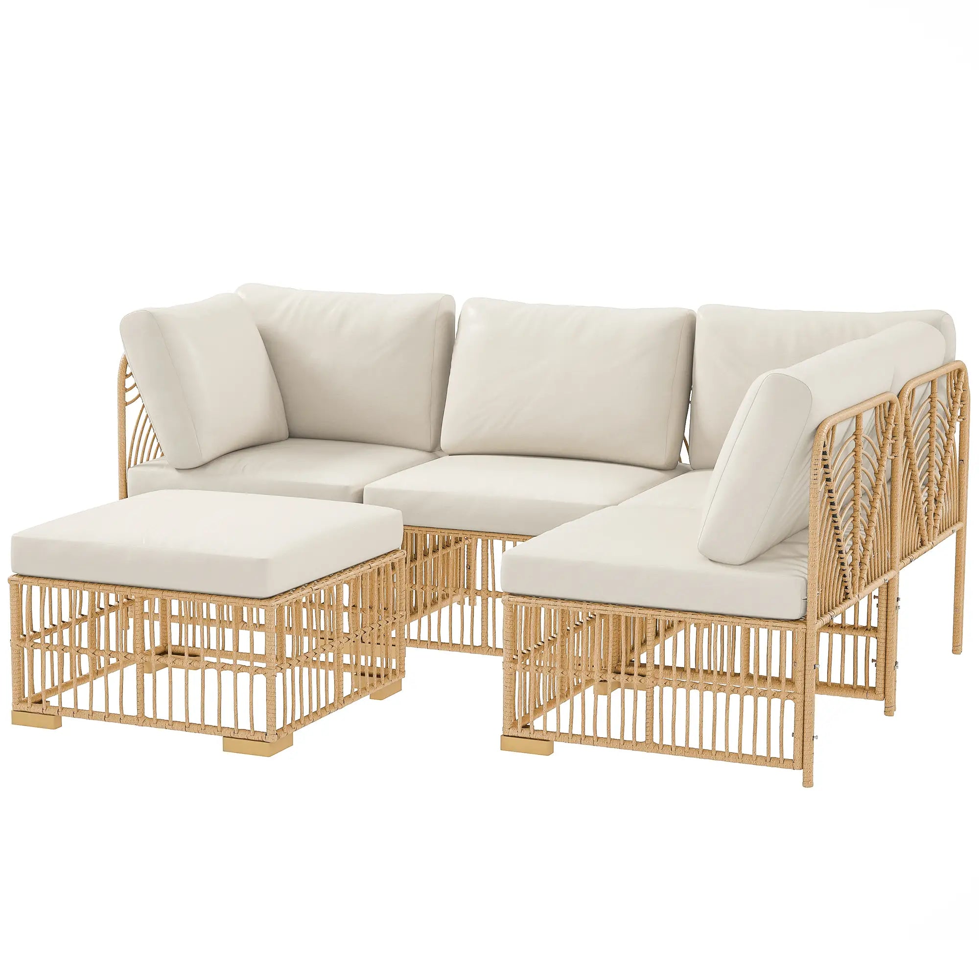 Outsunny Rattan Lounge Set 5-tlg. mit Kissen, wetterfest