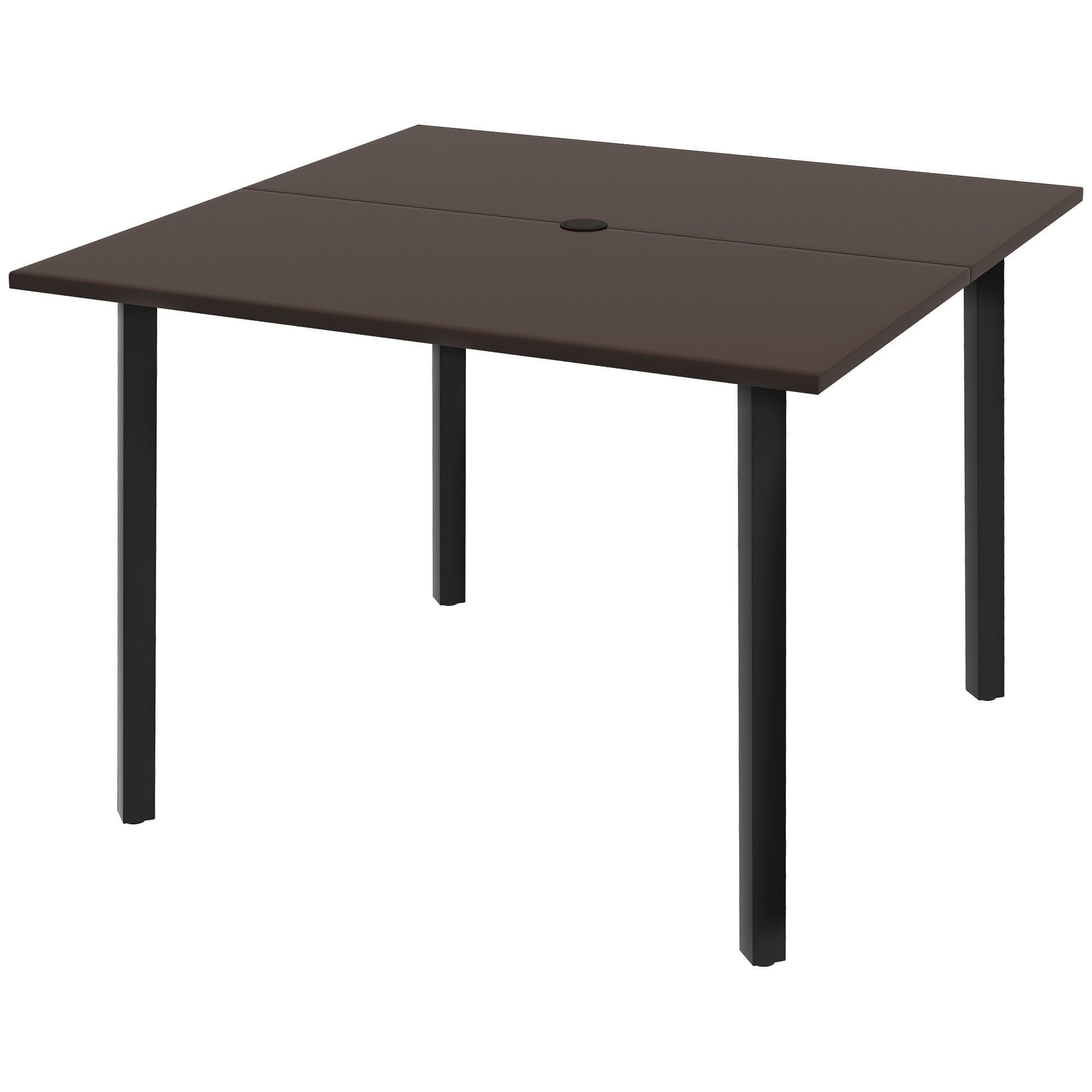 Gartentisch 100x100 cm für 4 Personen, Braun, mit Schirmloch