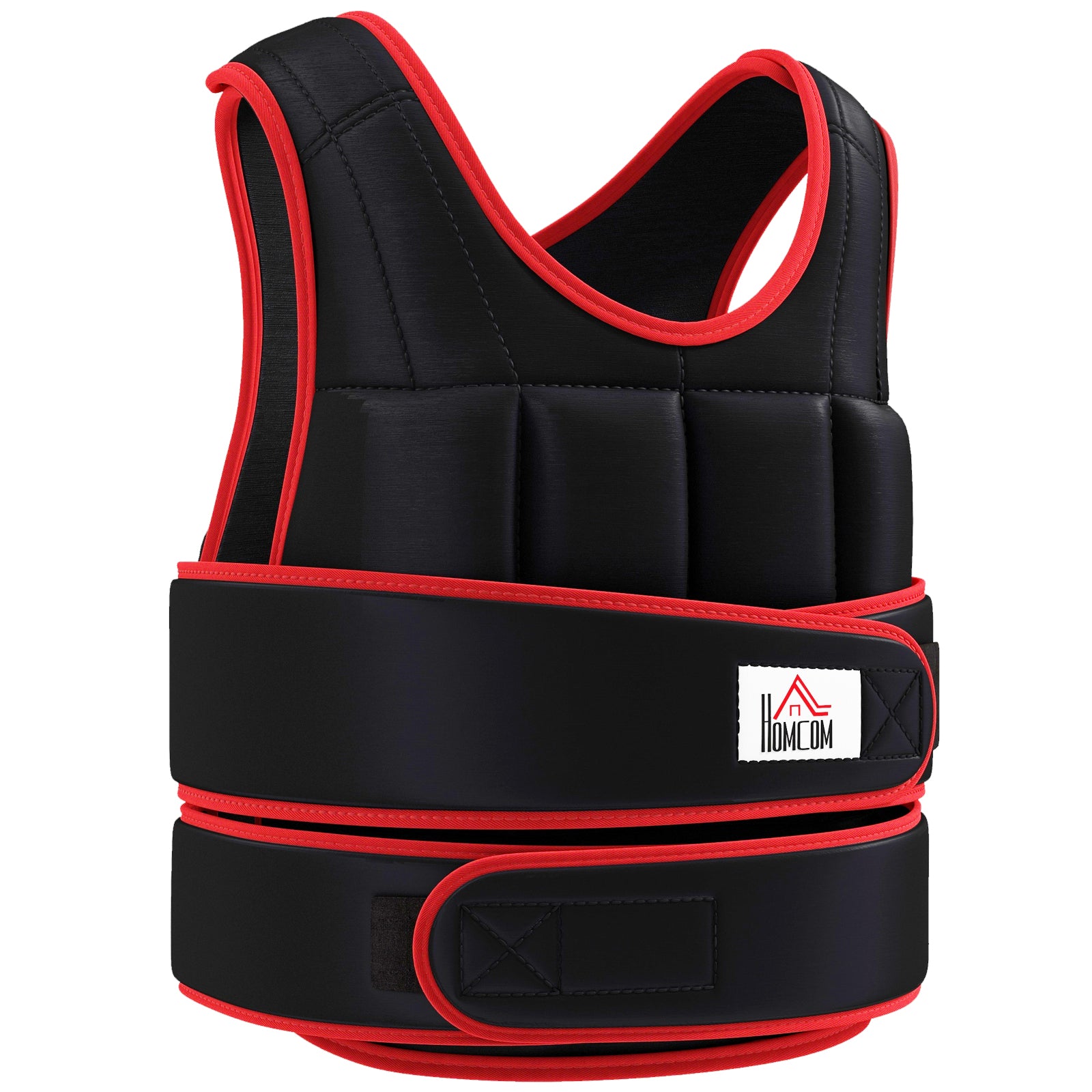 HOMCOM 20 kg Trainingsweste Gewichtsweste mit doppelten Gurten verstellbar Krafttraining Fitness Oxford Metall-Sand Schwarz+Rot 60 x 50 cm