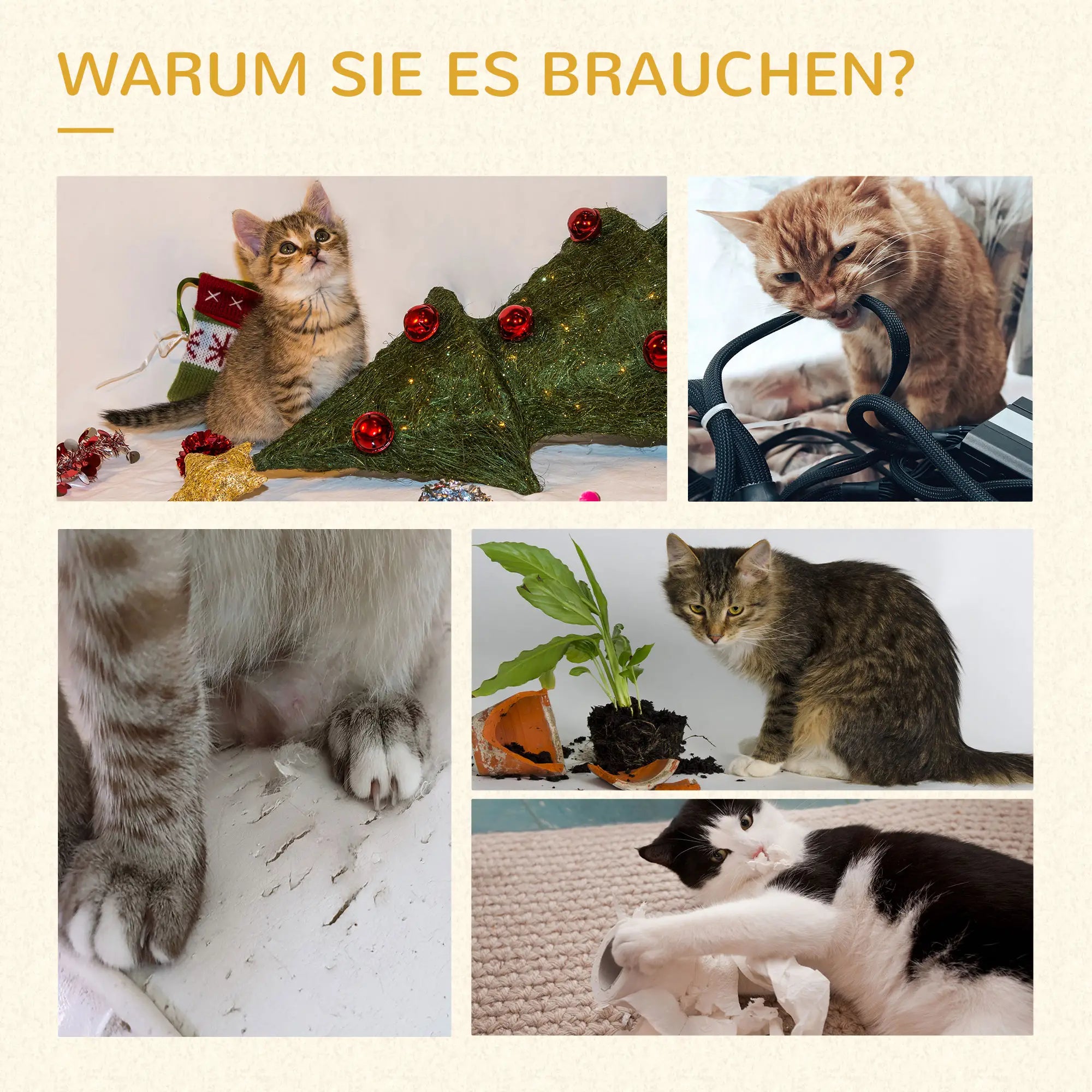 PawHut Kratzbaum Kratztonne Katzenbett mit 3 Ebenen Plüsch Weiß Grau