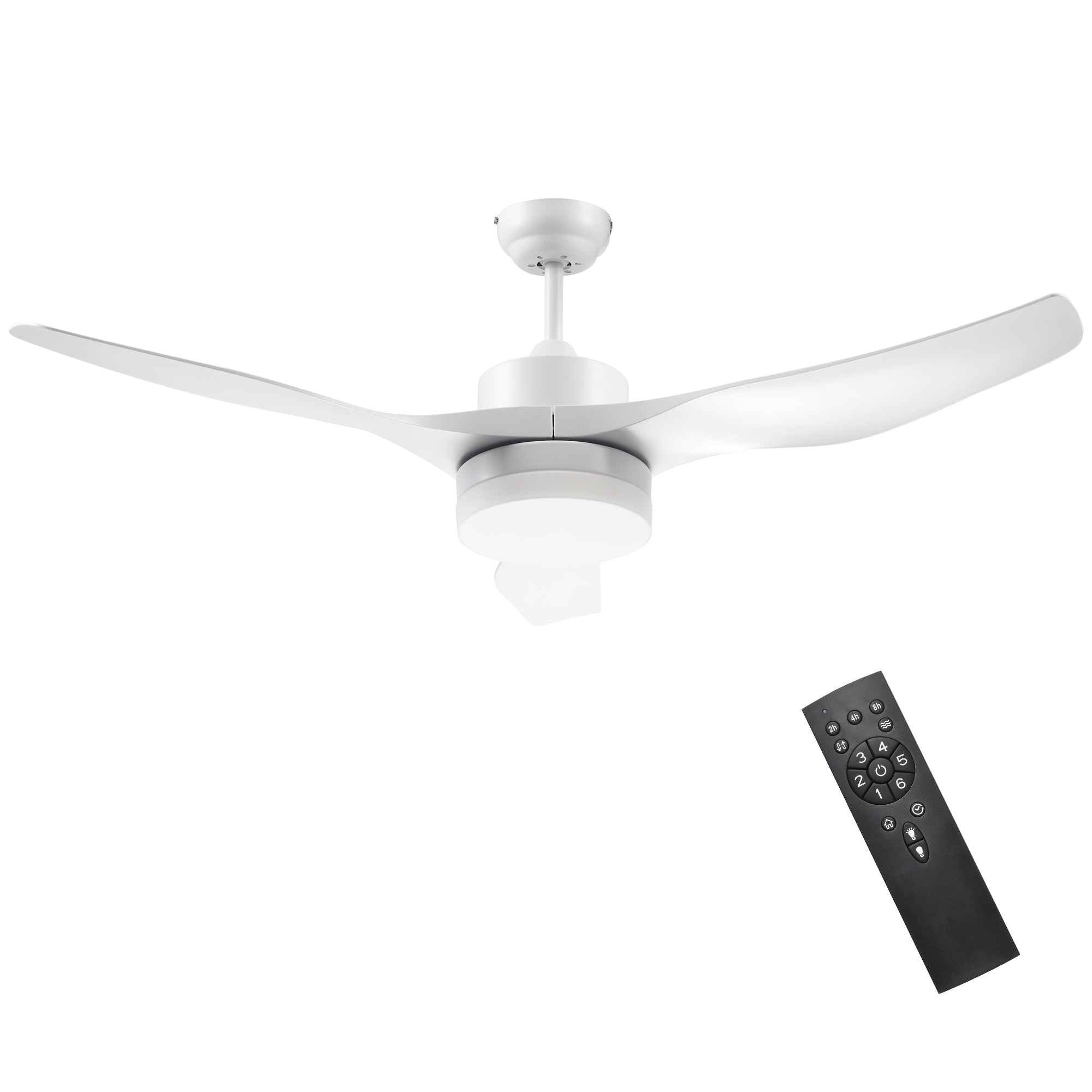 HOMCOM Deckenventilator mit LED-Licht, 2-in-1 Design, mit Timer, Fernbedienung, Deckenlampe mit Ventilator, Weiß