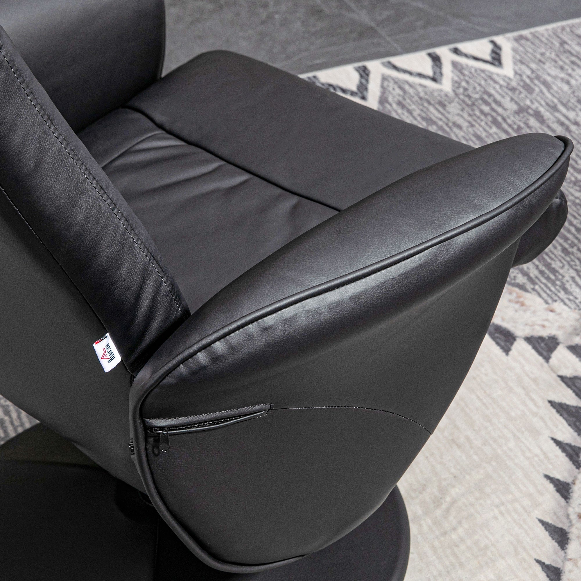 HOMCOM 2-teiliges Sessel-Set Sessel mit Fußhocker Relaxsessel mit Fußhocker, höhenverstellbar, neigbare Rückenlehne, Schwarz