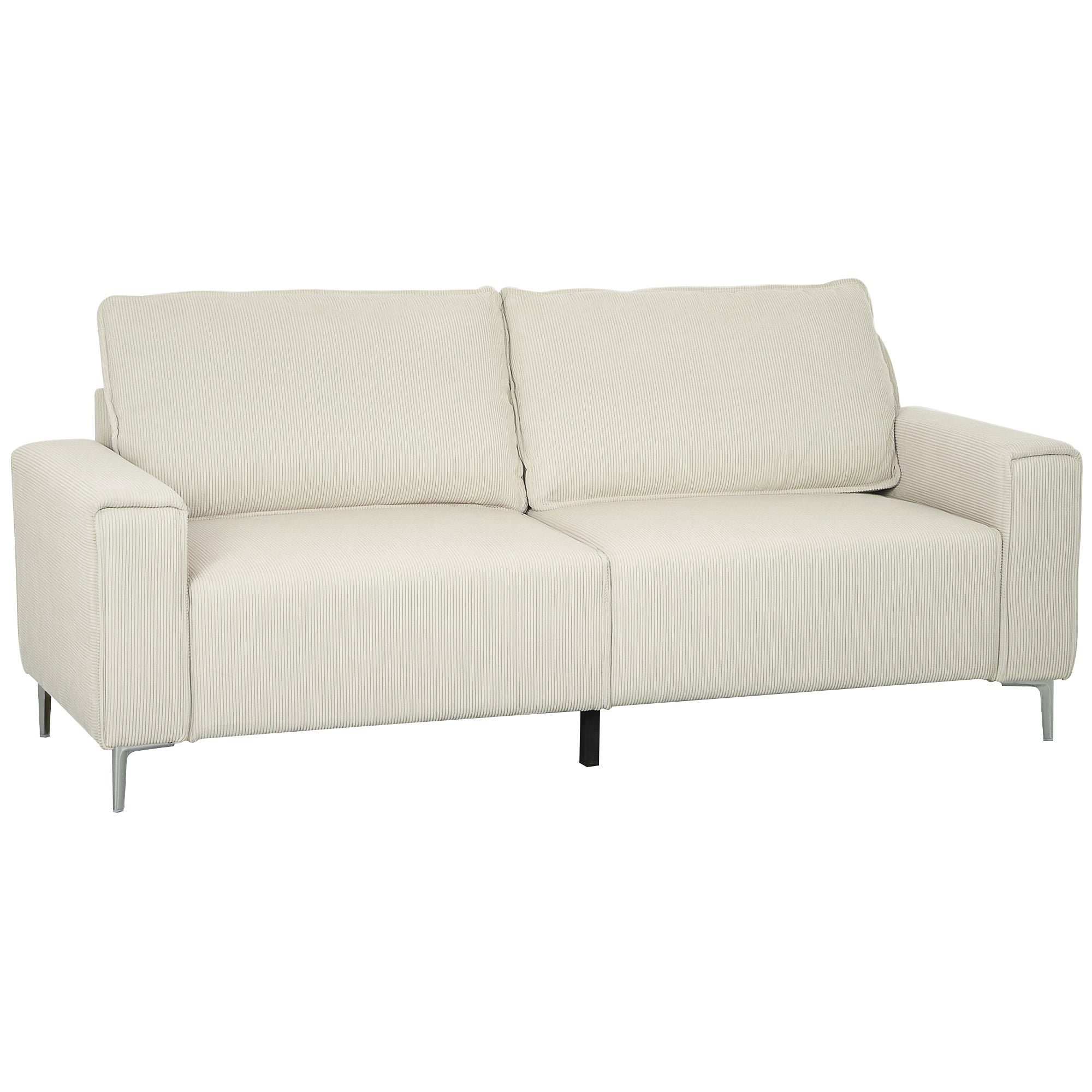 HOMCOM Modernes 3-Sitzer-Sofa, Weiche Couch mit Rückenkissen, Polstersofa für Wohnzimmer, Schlafzimmer, Homeoffice, Cremeweiß