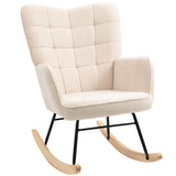 HOMCOM Schaukelstuhl, ergonomische Form, Echtholzkufen, bis 120 kg, Hellblau, 71cm x 98cm x 101cm, 71cm x 98cm x 101cm, 71cm x 98cm x 101cm