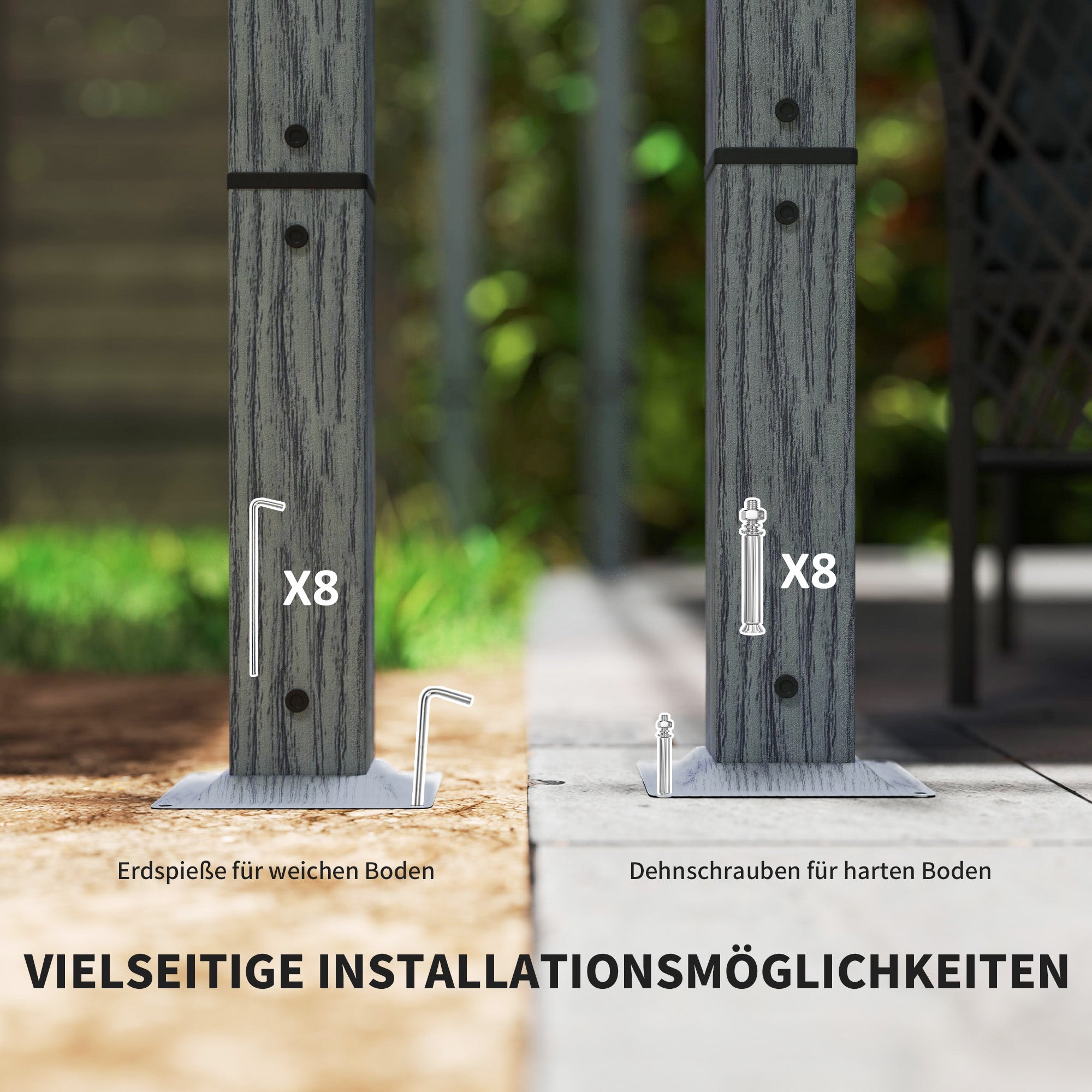 Outsunny 3 x 3 m Garten-Pergola, Verstellbares Terrassendach, Aluminium-Rahmen, UPF30+ Sonnenschutz, Grau