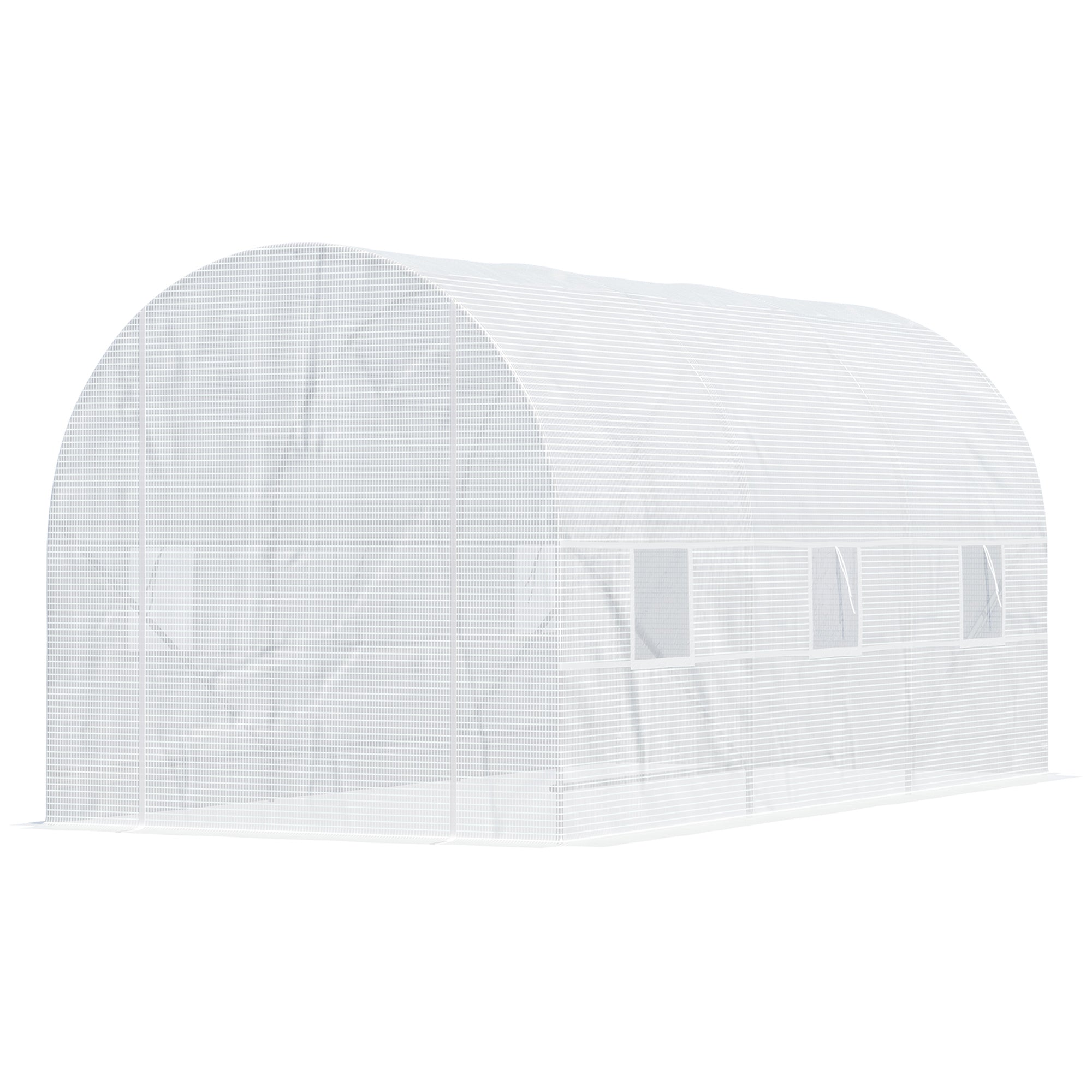 Outsunny Foliengewächshaus Treibhaus begehbar mit Metallrahmen 4,45 x 2 x 2m Weiß