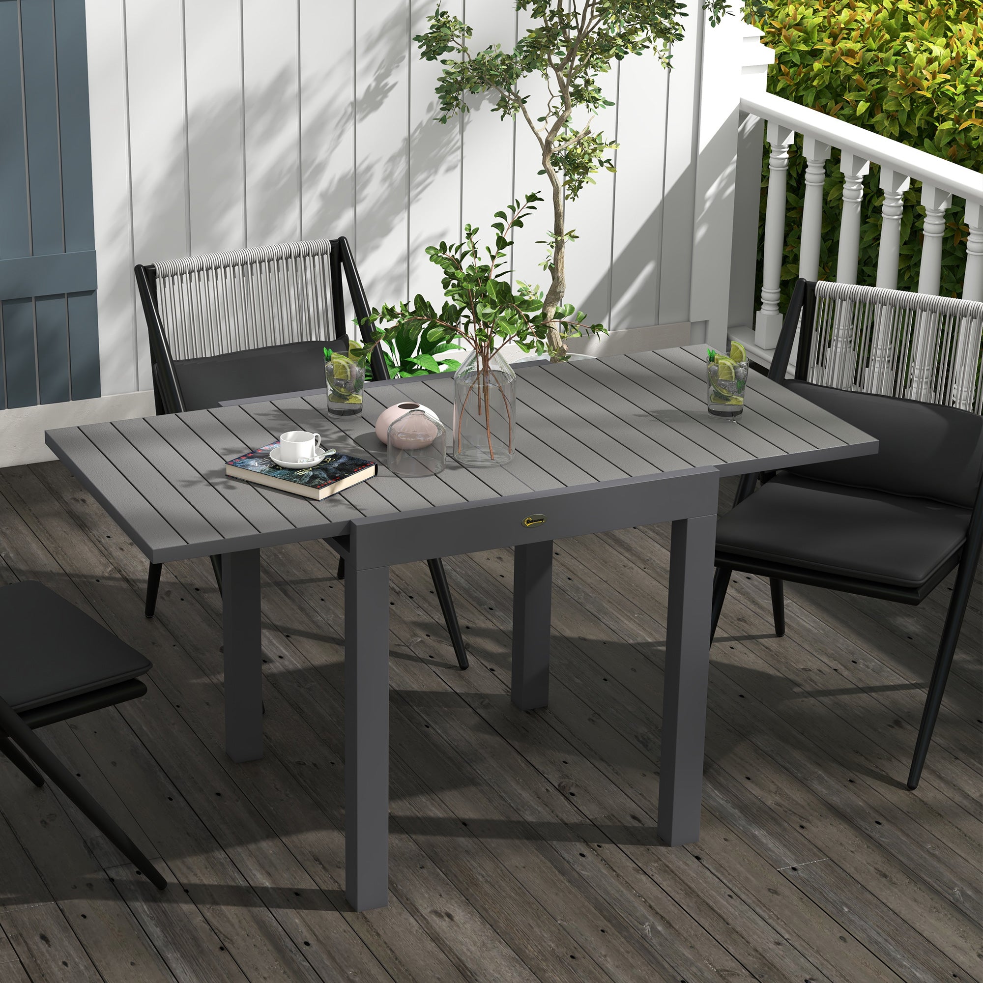 Outsunny Gartentisch 81/162×80?cm Grau