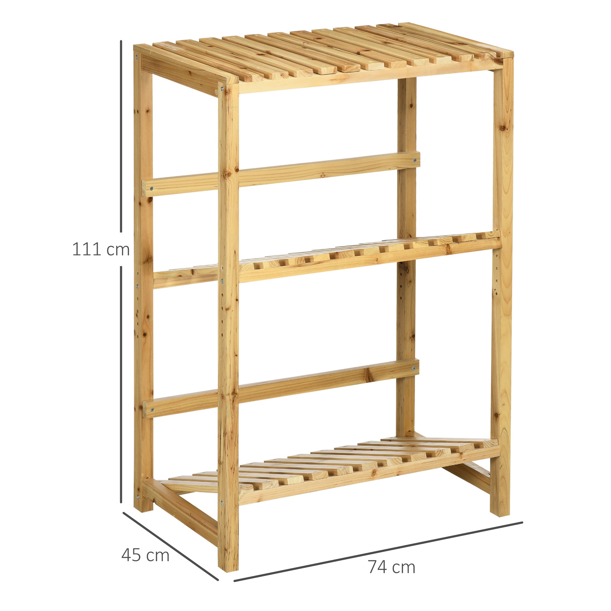 Outsunny Regal für Getränkekisten Kistenständer bis 4 Kisten Naturholz 2 Etagen 74 x 45 x 111 cm