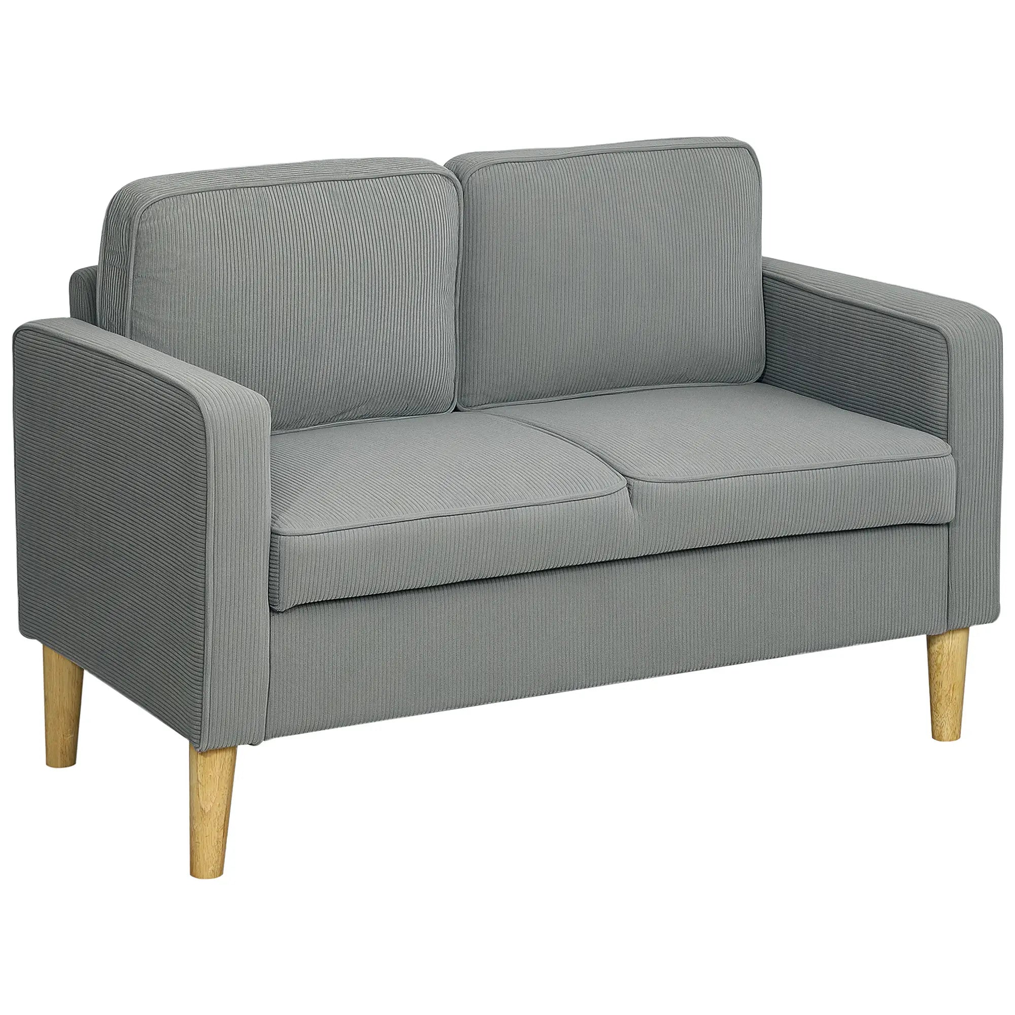 HOMCOM Zweisitzer Sofa mit Stauraum Cordoptik hellgrau