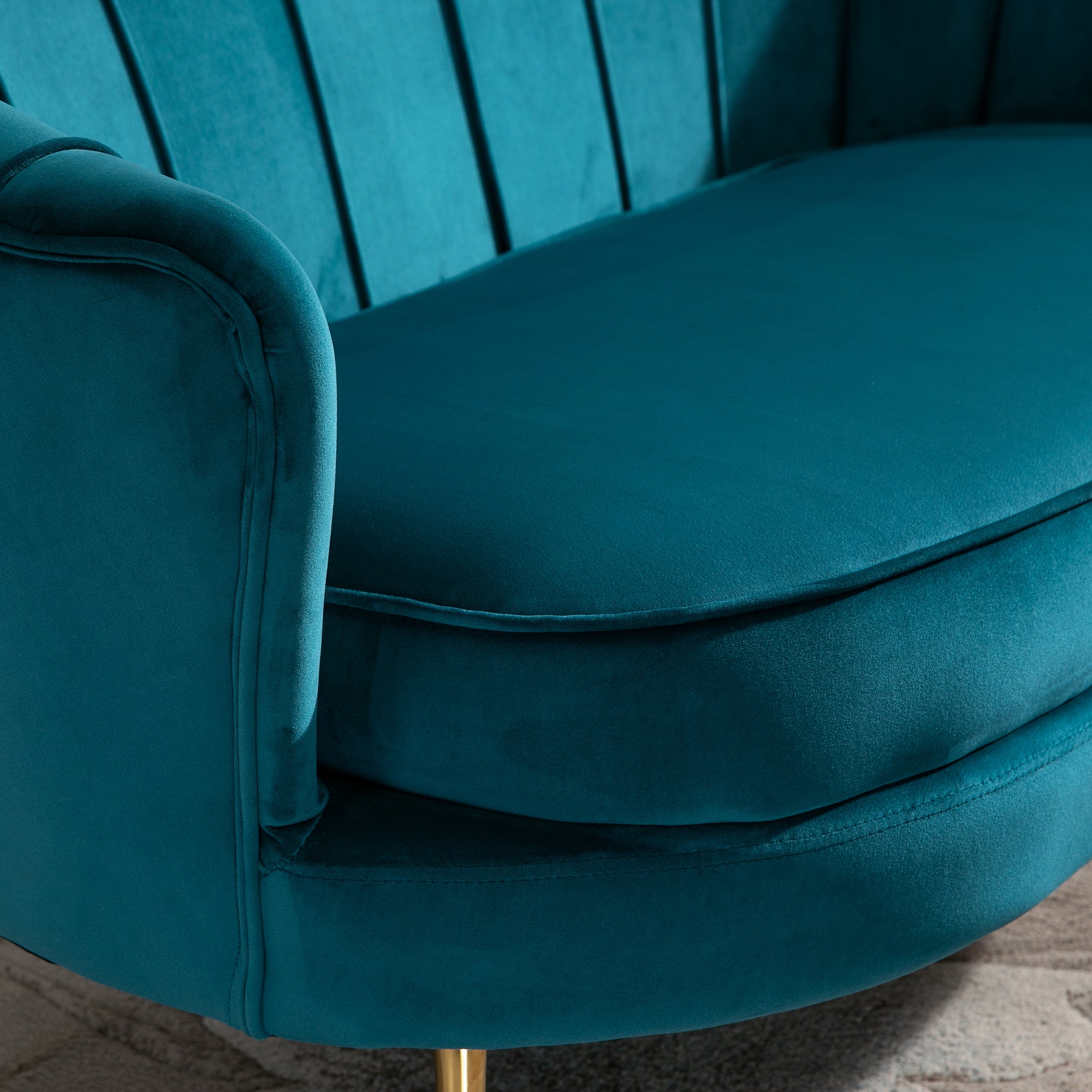 HOMCOM 2-Sitzer-Sofa, Couch, Polstersofa, Samtoptik, Doppelsofa, bis 150 kg belastbar, 130 x 77 x 77 cm, Dunkelgrün