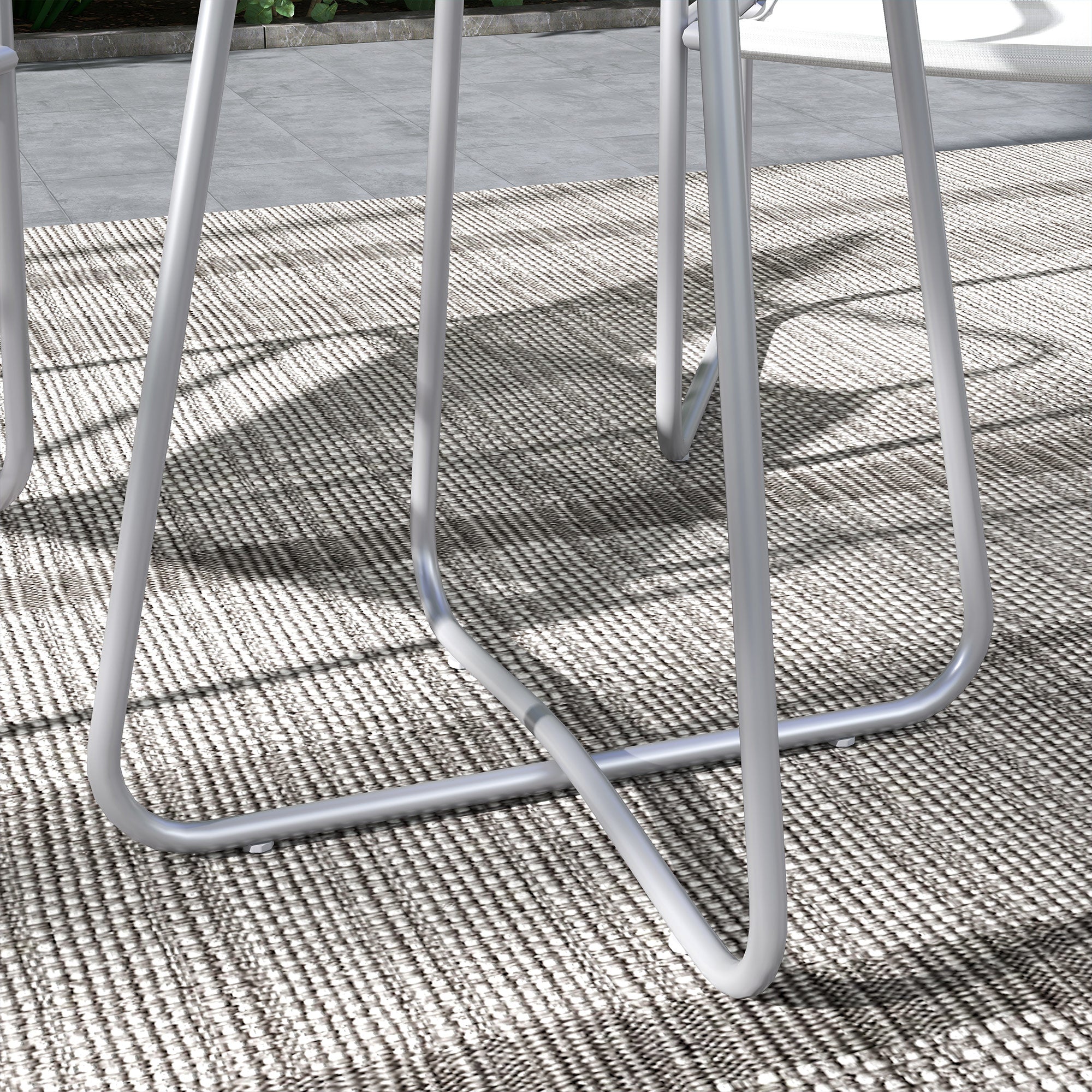 Outsunny 3-teiliges Gartenmöbelset, 2 Stühle mit atmungsaktivem Stoffbezug, 1 runder Tisch Ø60 cm, Hellgrau