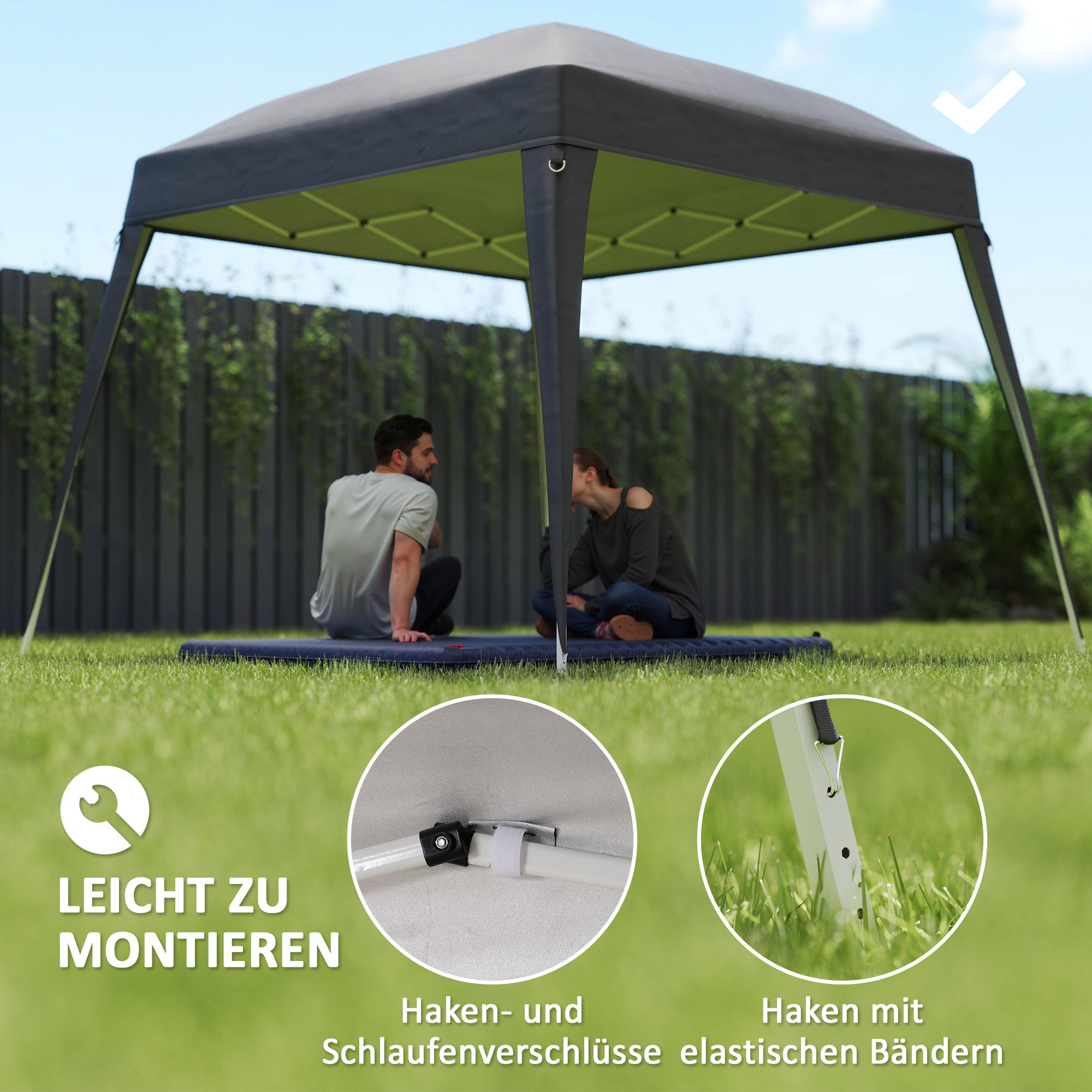 Outsunny Pavillon-Ersatzdach, Ersatzplane für 3 x 3 m Gartenpavillon, Gartenzeltdach-Ersatz, UPF50+, Oxford-Stoff, Dunkelgrau