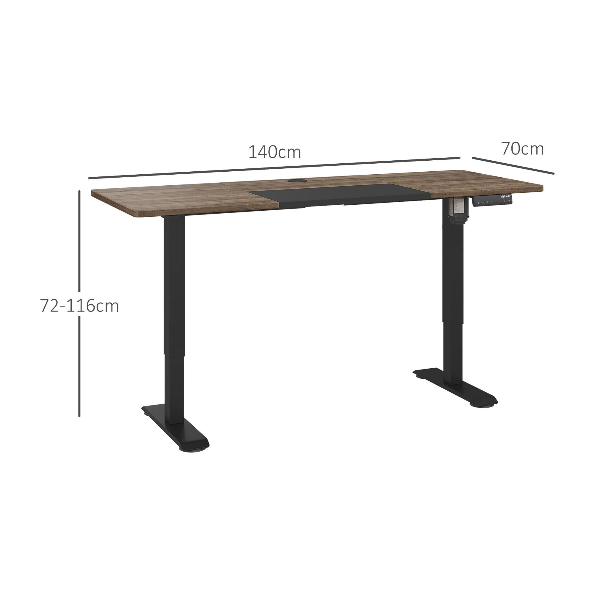 Vinsetto Höhenverstellbarer Schreibtisch Elektrisch 140 x 70 cm Computertisch mit 4 Memory-Steuerung, 4 tlg. Tischplatte, Steh-Sitz Tisch mit Anti-Kollision, Überhitzungsschutz Schwarz
