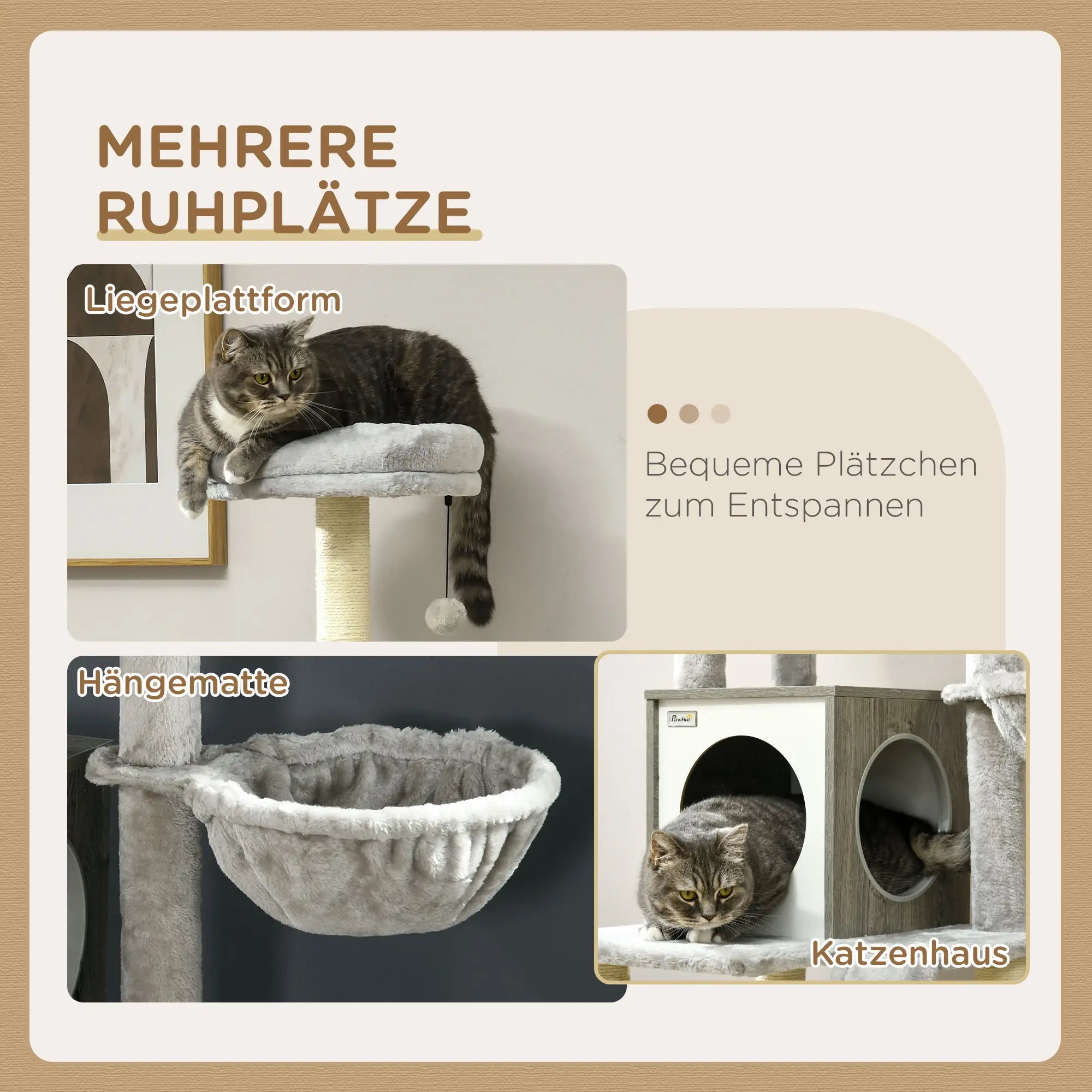 PawHut Kratzbaum 141,5?cm mit Höhle & Hängematte