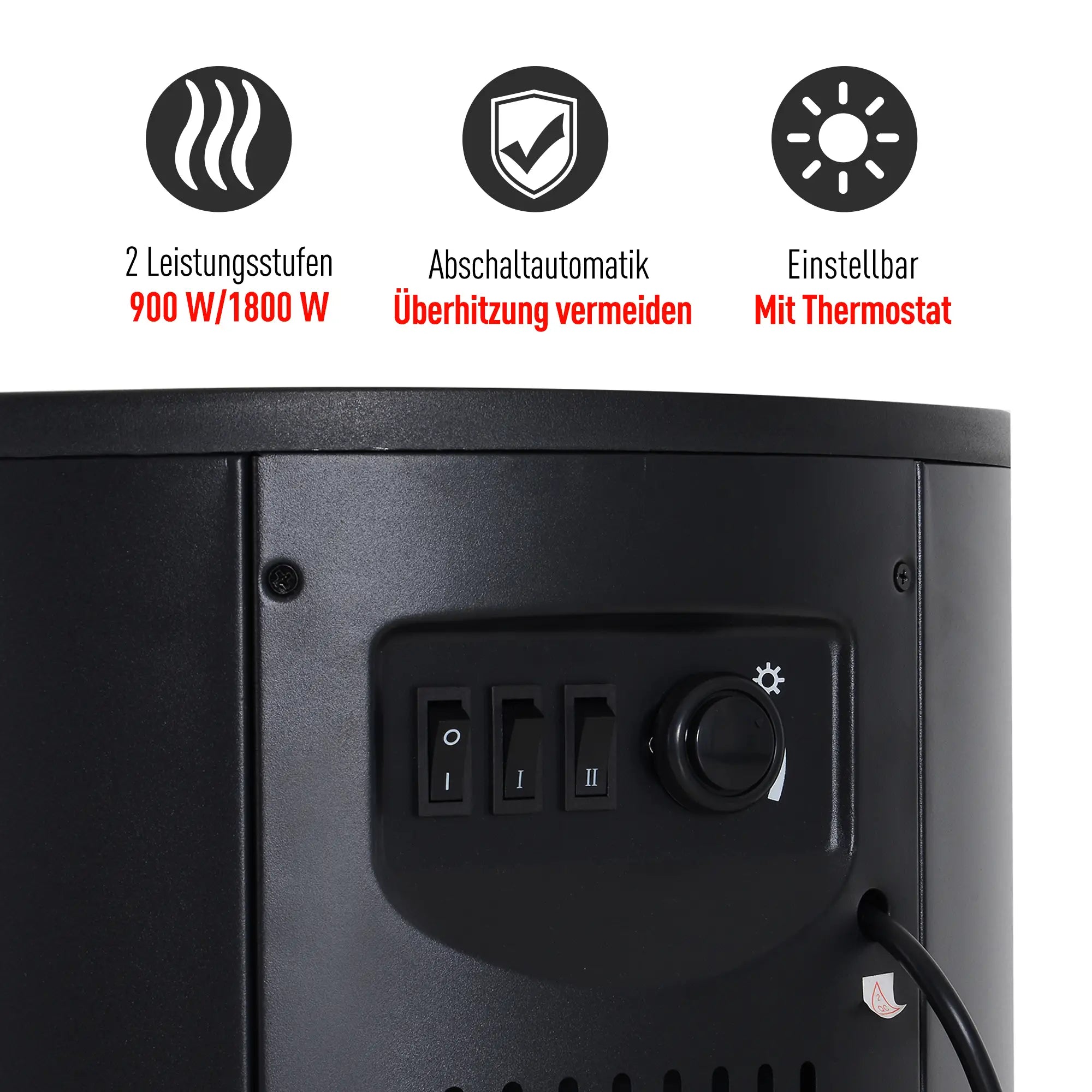 HOMCOM Elektrokamin mit Flammeneffekt und 2 Heizstufen