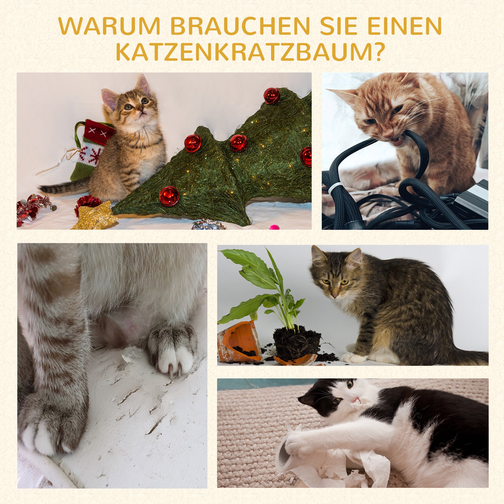 PawHut Kratzbaum mit Sisal Katzenbaum Kletterbaum Katzenmöbel Kratzbrett mit weichem Plüsch Katzenspielzeug stabil E1-Klasse Spanplatte Beige 50 x 30 x 81,5 cm
