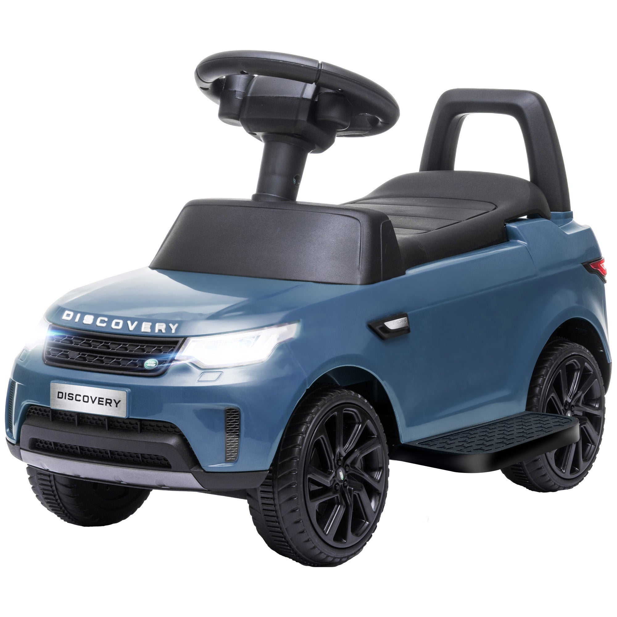 AIYAPLAY Elektro Kinderauto 6V, Land Rover, Fahr-/Schiebemodus, Scheinwerfer, Musik, Hellblau