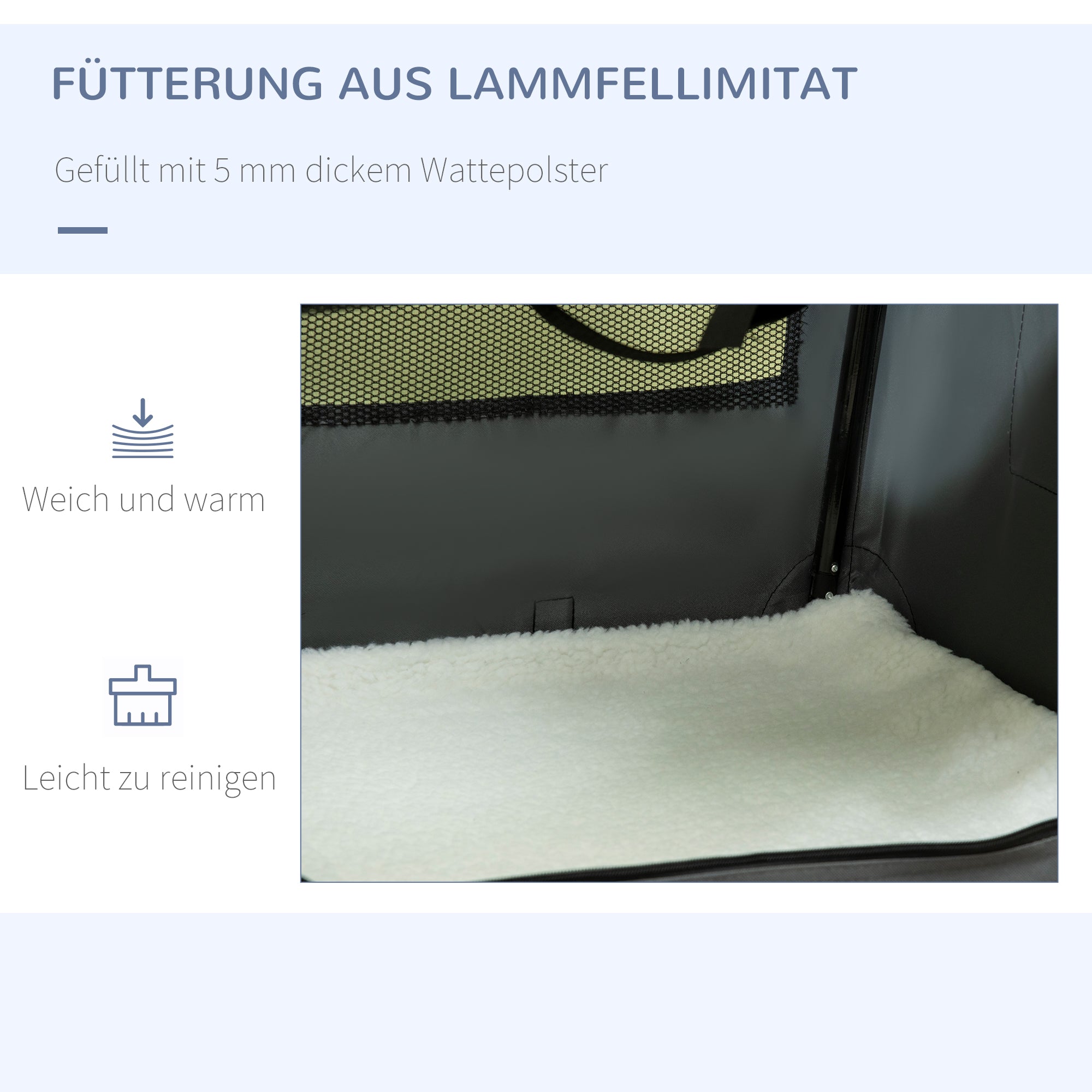 PawHut Transporttasche, Transportbox, für Katzen und kleine Hunde, faltbar, 3 Türen, grau, 70 x 51 x 50cm