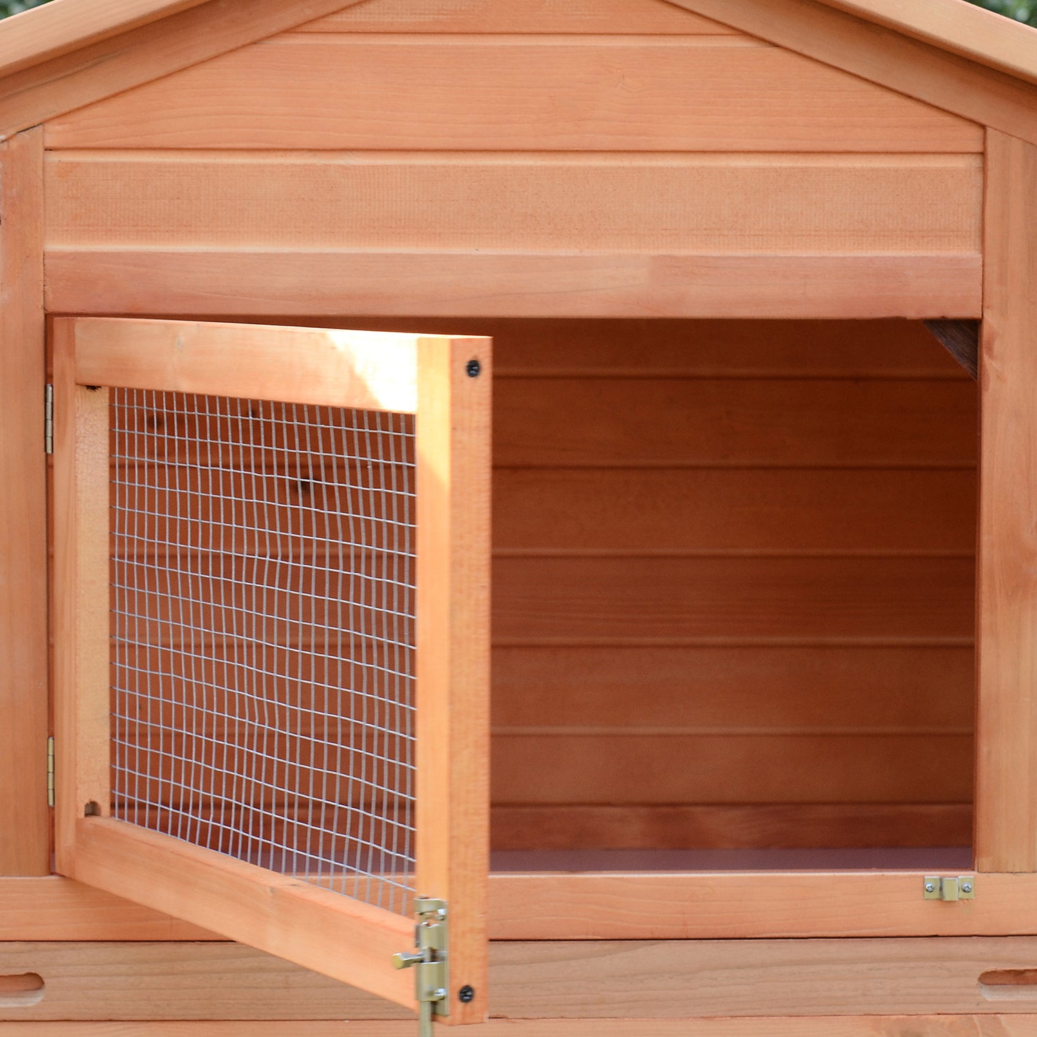 PawHut Kleintierstall Kleintierkäfig, 2 Freigehegen, 2 Rampen, 309 cm x 79 cm x 86 cm, Natur + Grün