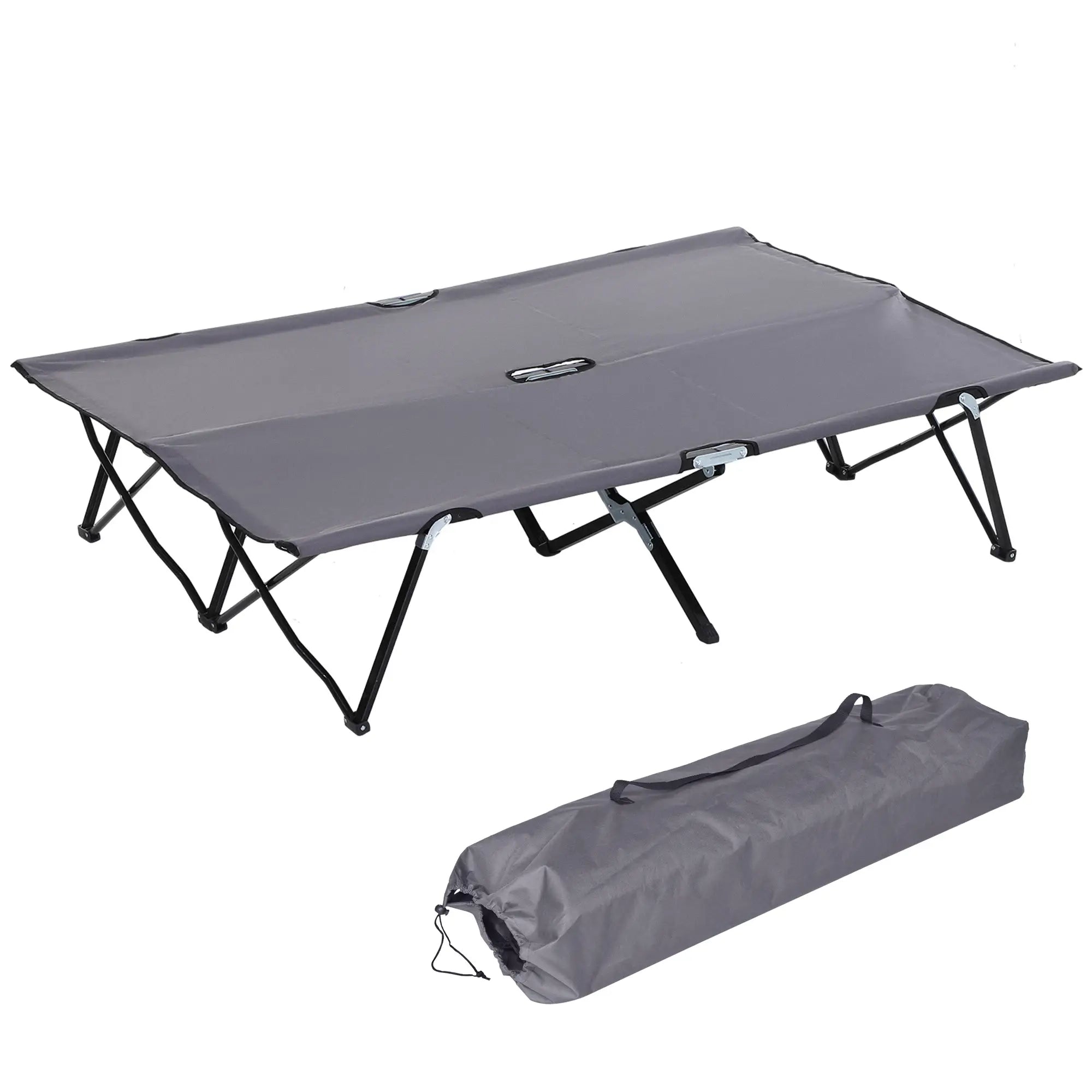Outsunny Campingliege, Campingbett für bis zu 2 Personen, 193L x 125B x 40H cm, Grau