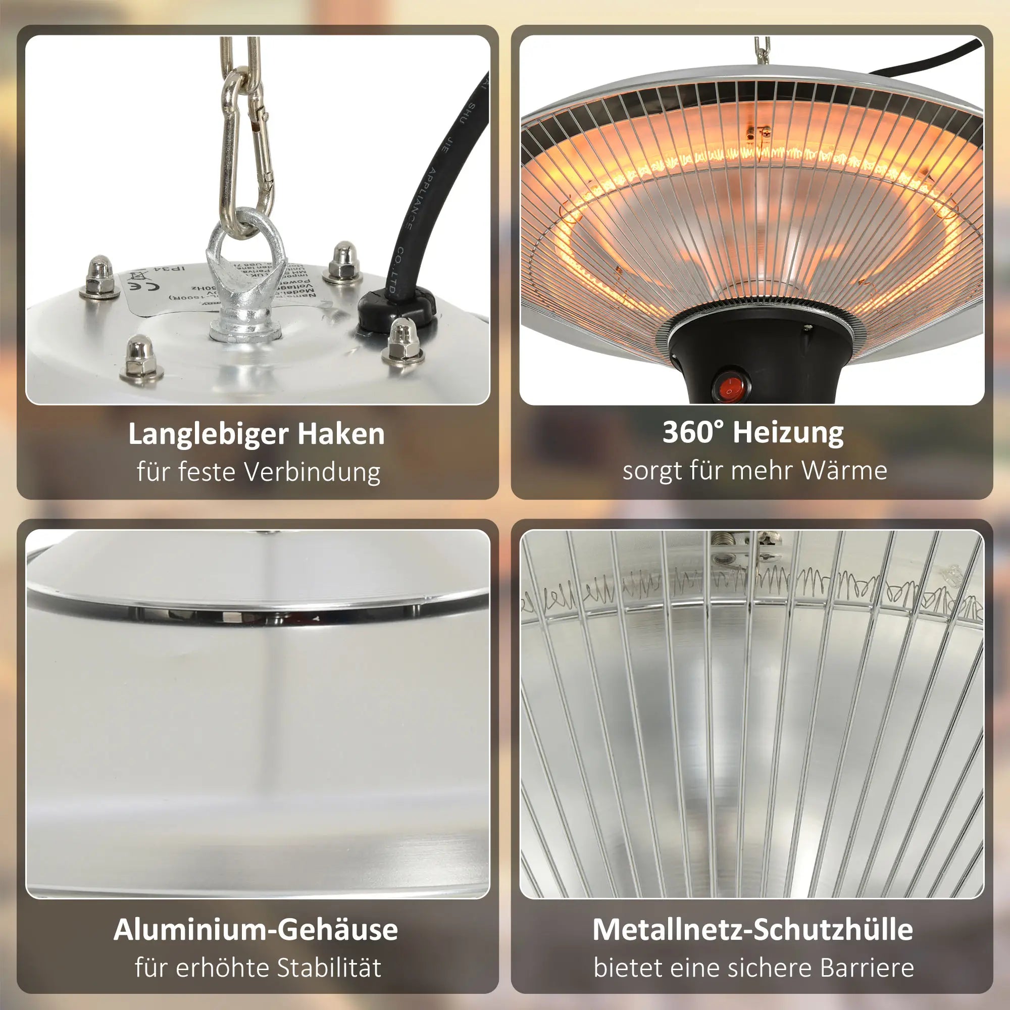 Outsunny Deckenheizstrahler 1500W mit LED & Fernbedienung