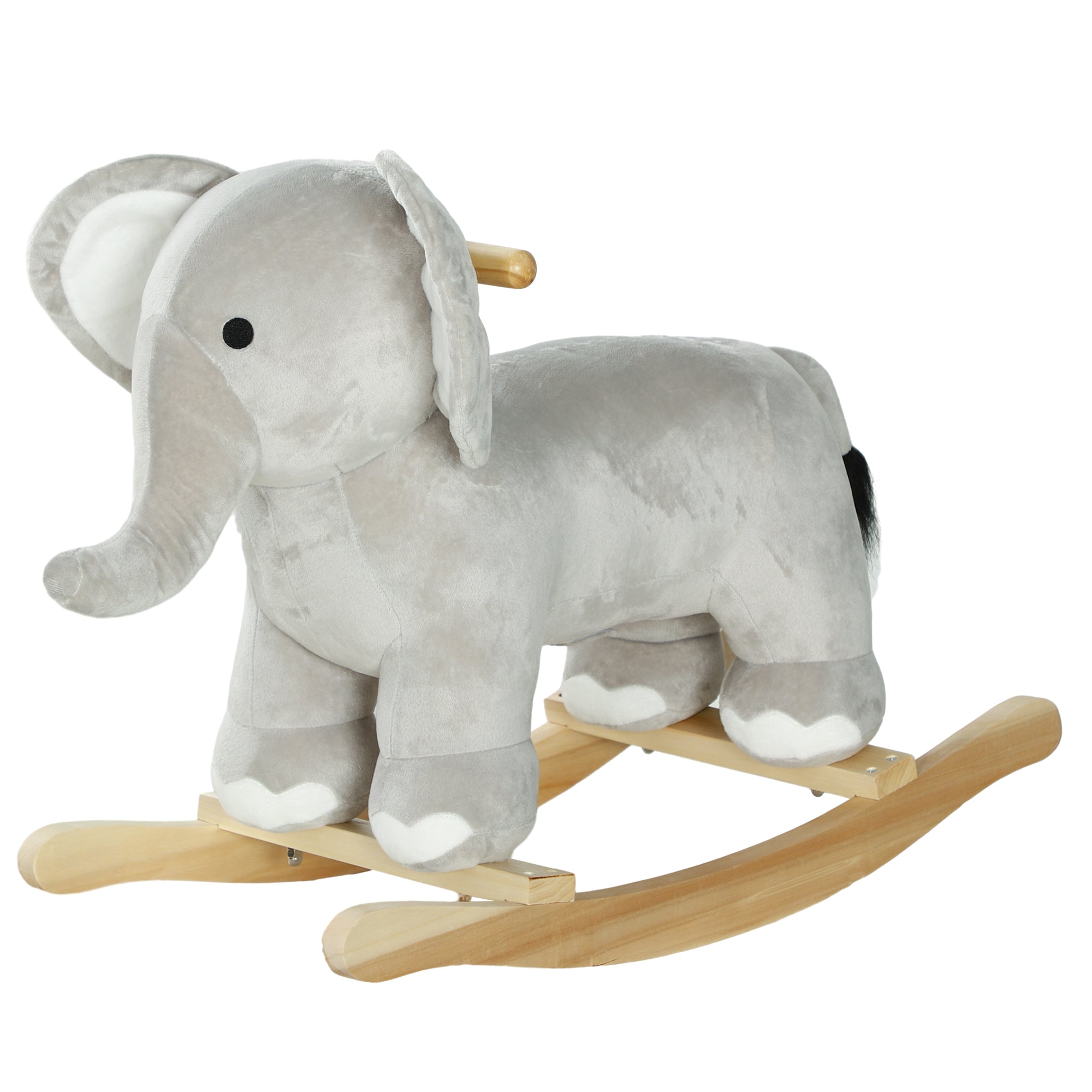 AIYAPLAY Schaukelpferd, Elefant, Soundeffekte, sichere Basis, für 2-4 Jahre, 64,5x31x52 cm, Grau