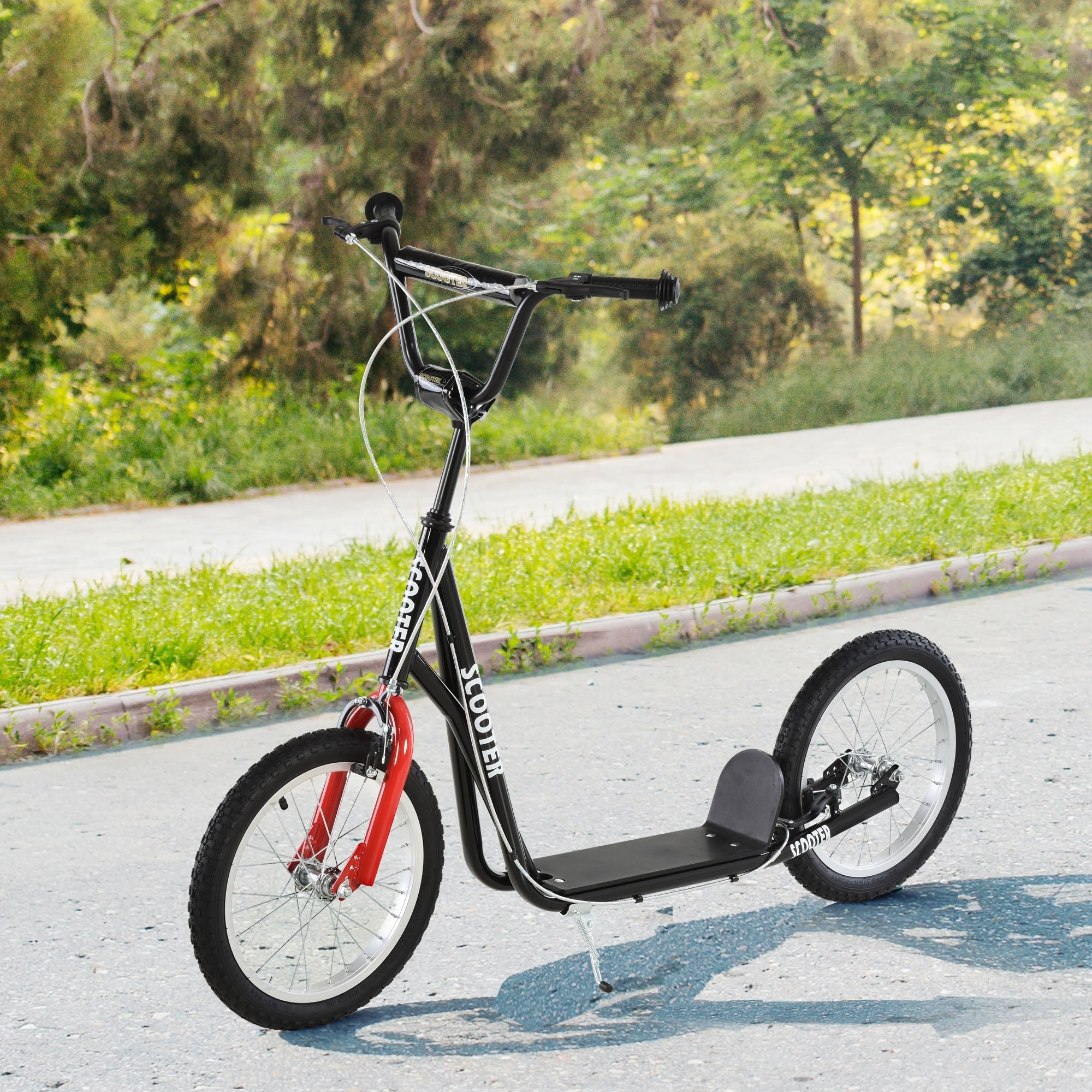 HOMCOM Kinderscooter mit Bremse höhenverstellbar Leichtbau Schwarz