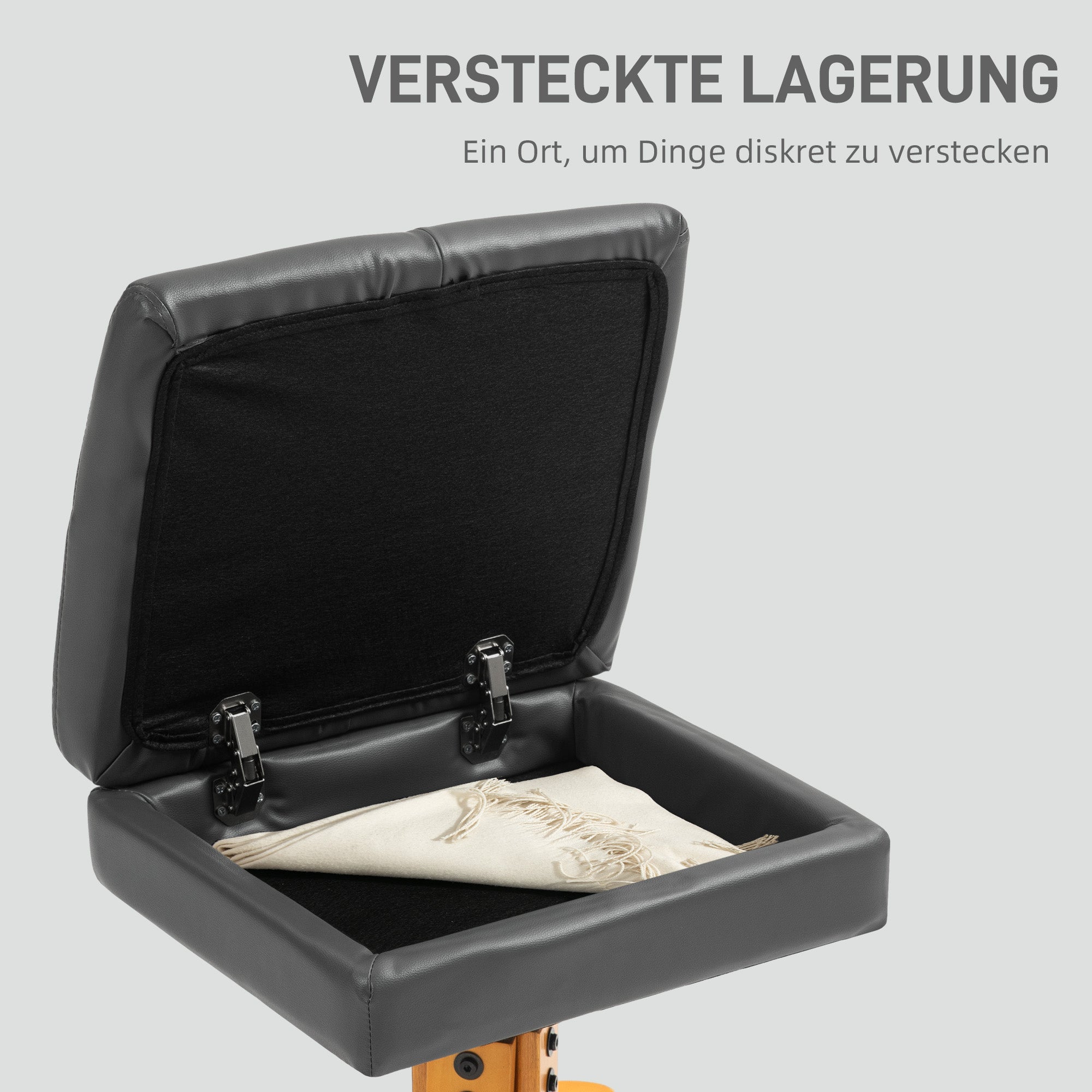 HOMCOM /Massagesessel mit Hocker, verstellbare Lehne, USB-Ladeport, Lederoptik, bis 150 kg, Dunkelgrau