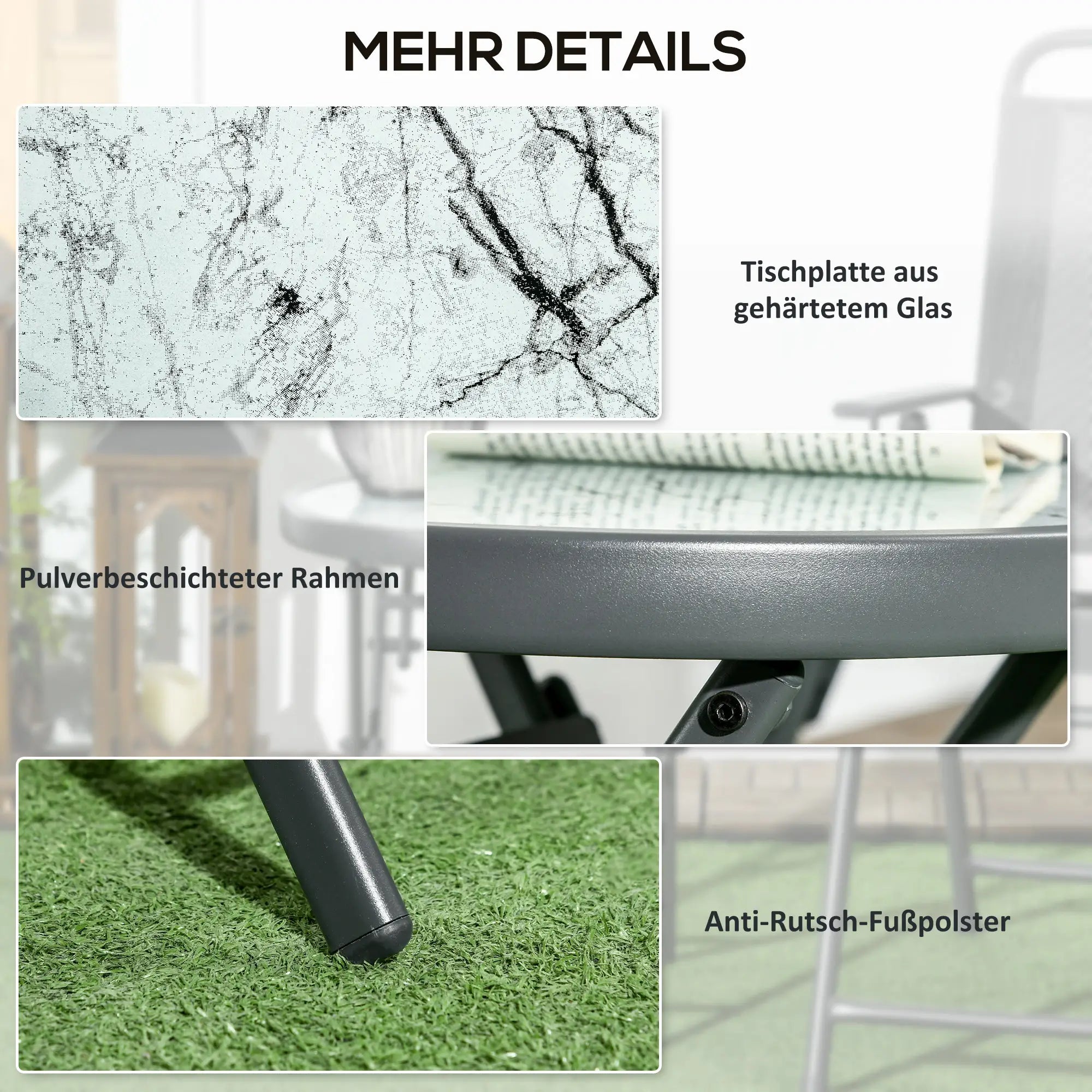 Outsunny Gartentisch klappbar Outdoor Beistelltisch weiß