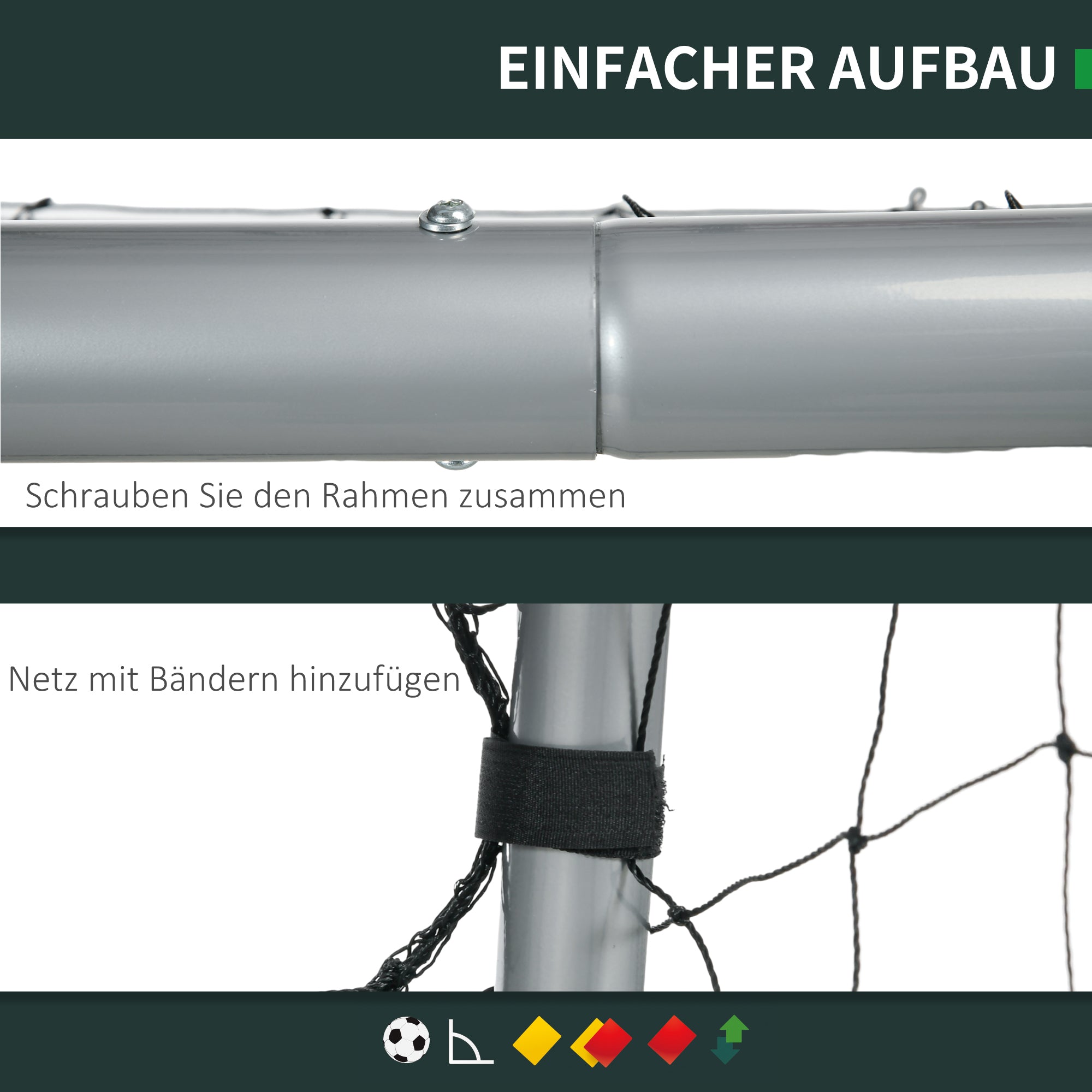 SPORTNOW Fußballtor wetterfest, robustes Netz, stabiler Metallrahmen, einfacher Aufbau, 300 x 200 x 120 cm