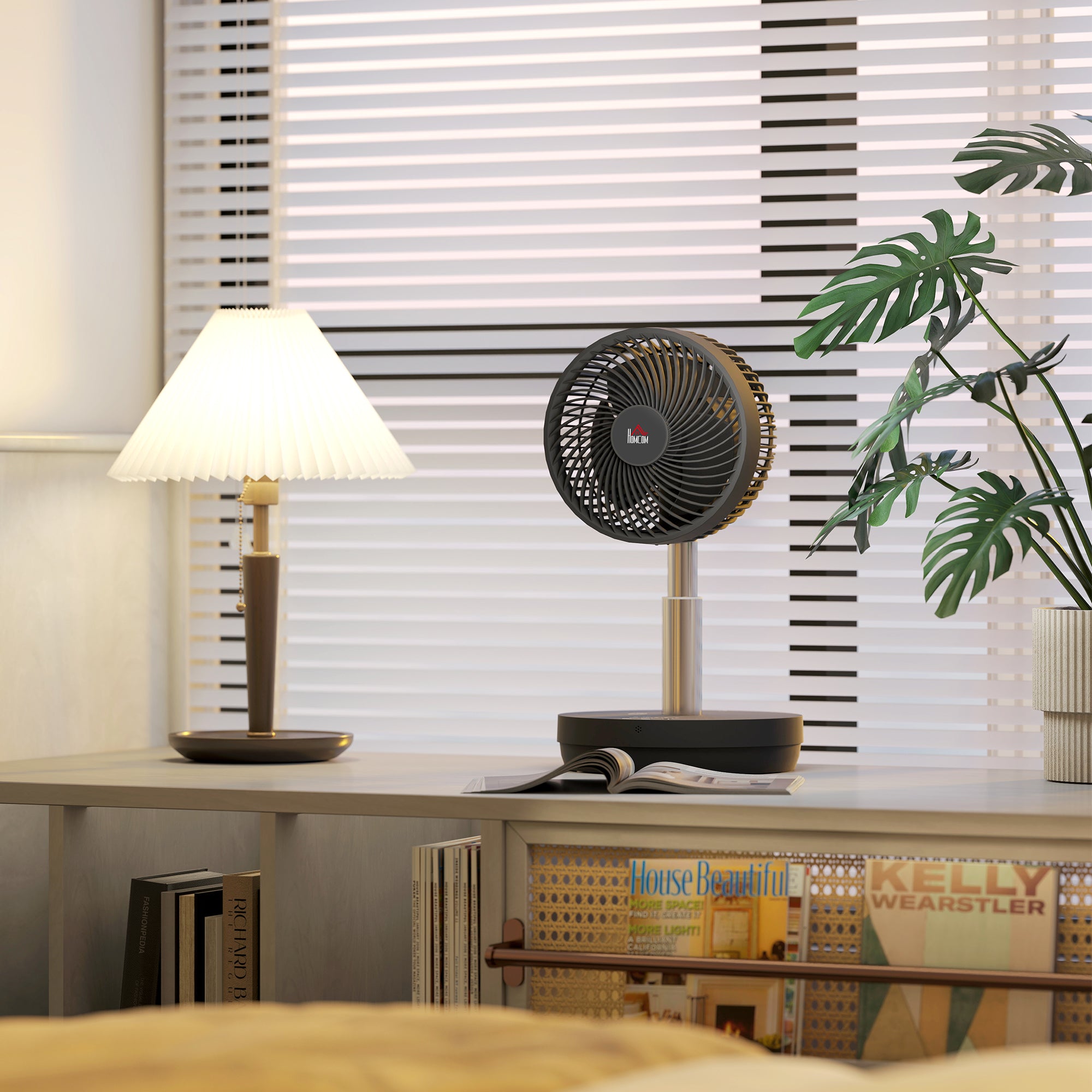 HOMCOM Ventilator, Klimaanlage mit ladbarem Akku, Fernbedienung, verstellbar, Schwarz