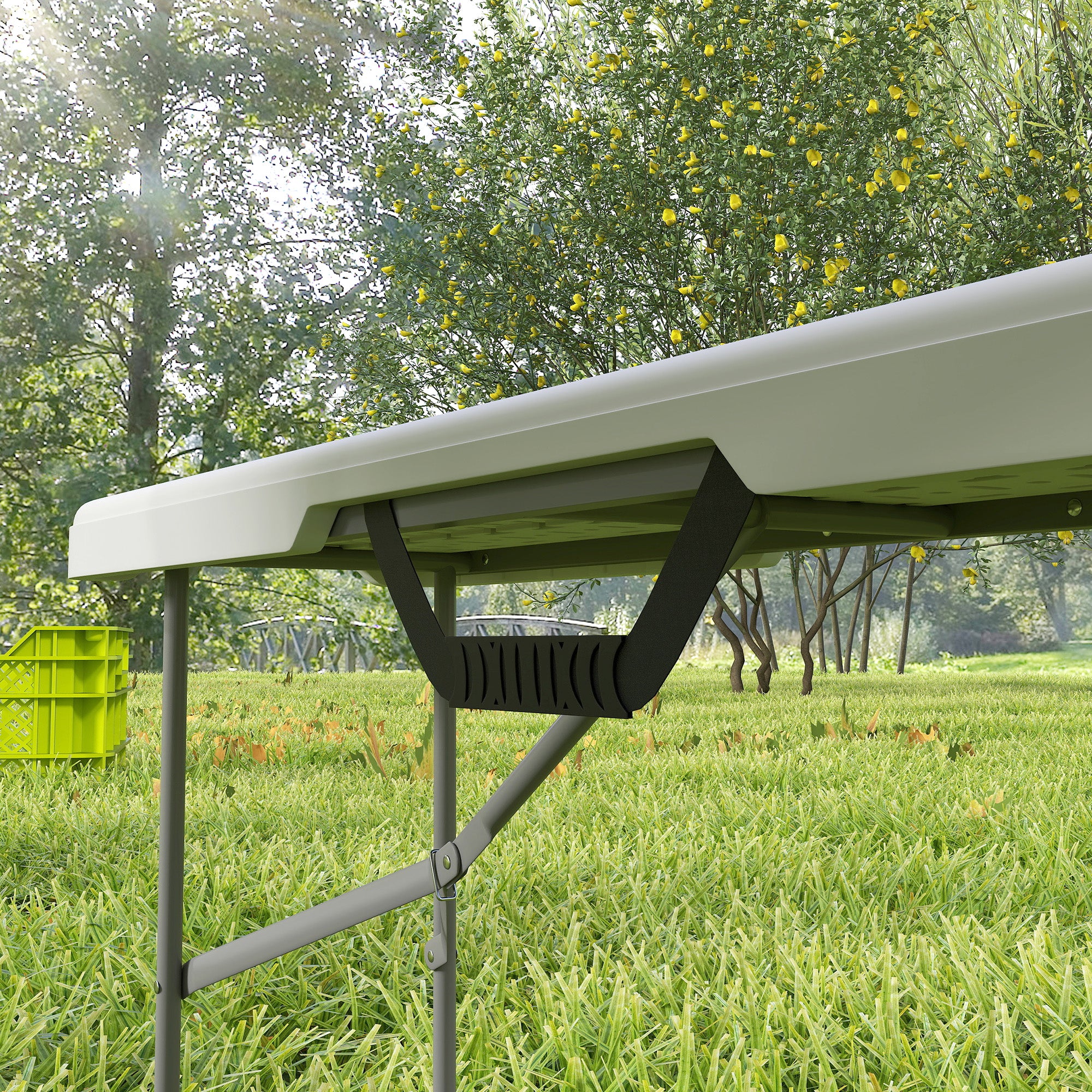 Outsunny Campingbank, Kunststoff-Outdoor-Bank, 240 kg Belastbarkeit, Weiß