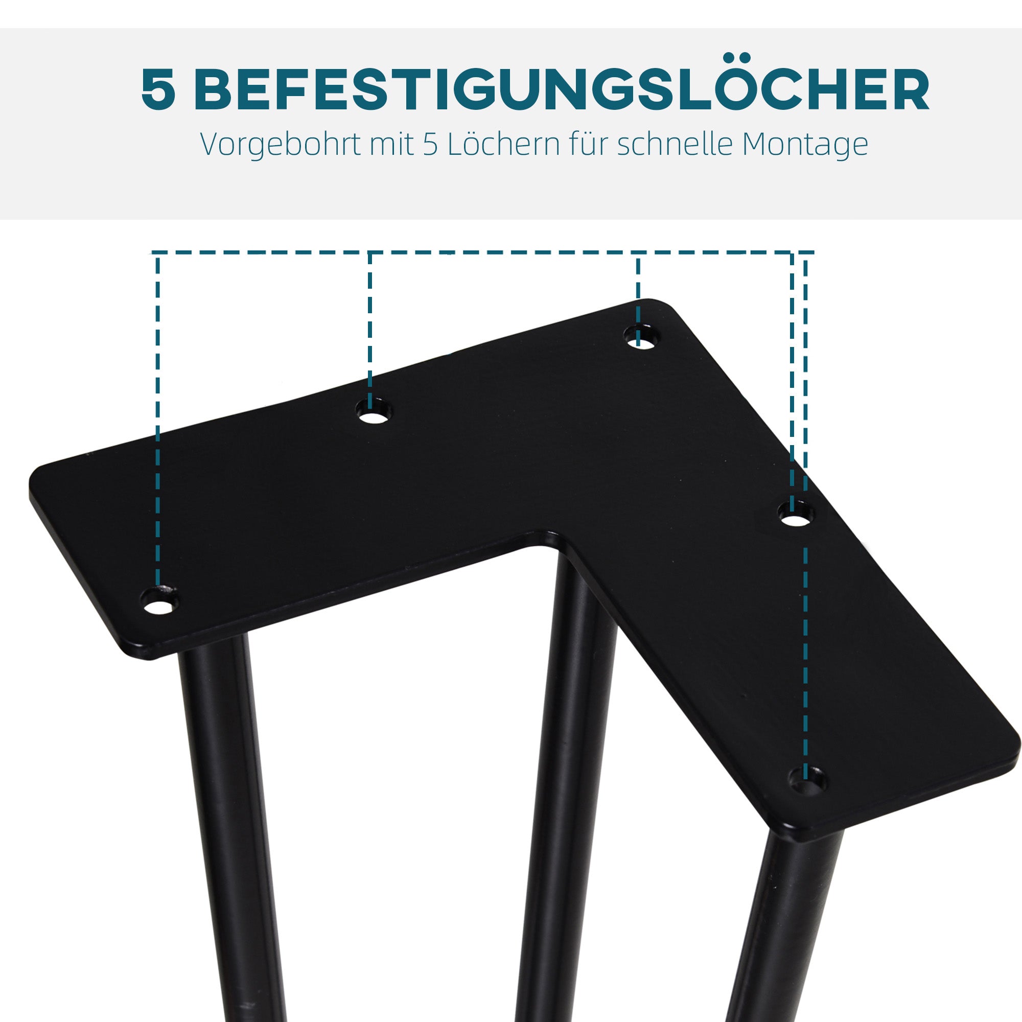 HOMCOM Tischbein-Set, 4 Stahl-Tischbeine, Gabel-Design, 40 kg belastbar, Schwarz