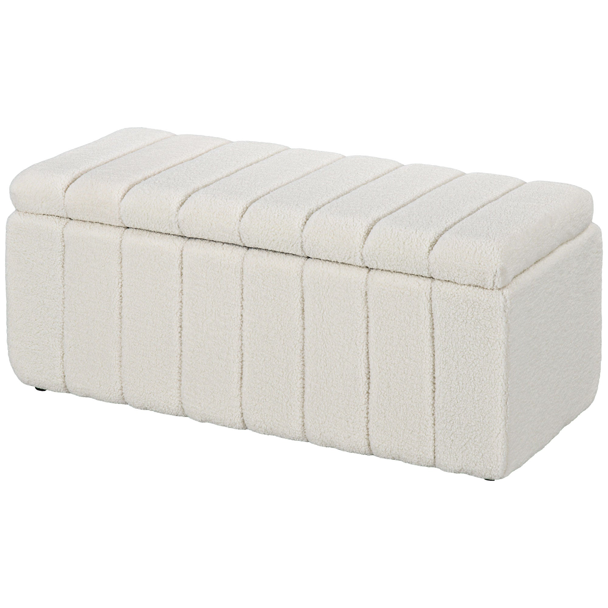 HOMCOM Polsterbank, Bettbank mit Stauraum, belastbar bis 120kg, 102x45x46cm, Cremeweiß