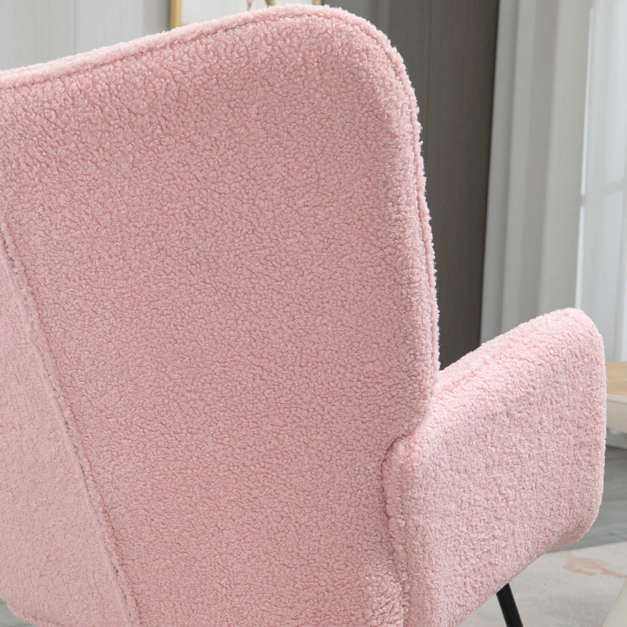 HOMCOM Schaukelstuhl im Retro-Design, Massivholz, Sessel, Relaxsessel, 98 cm x  71 cm x 101 cm, Rosa