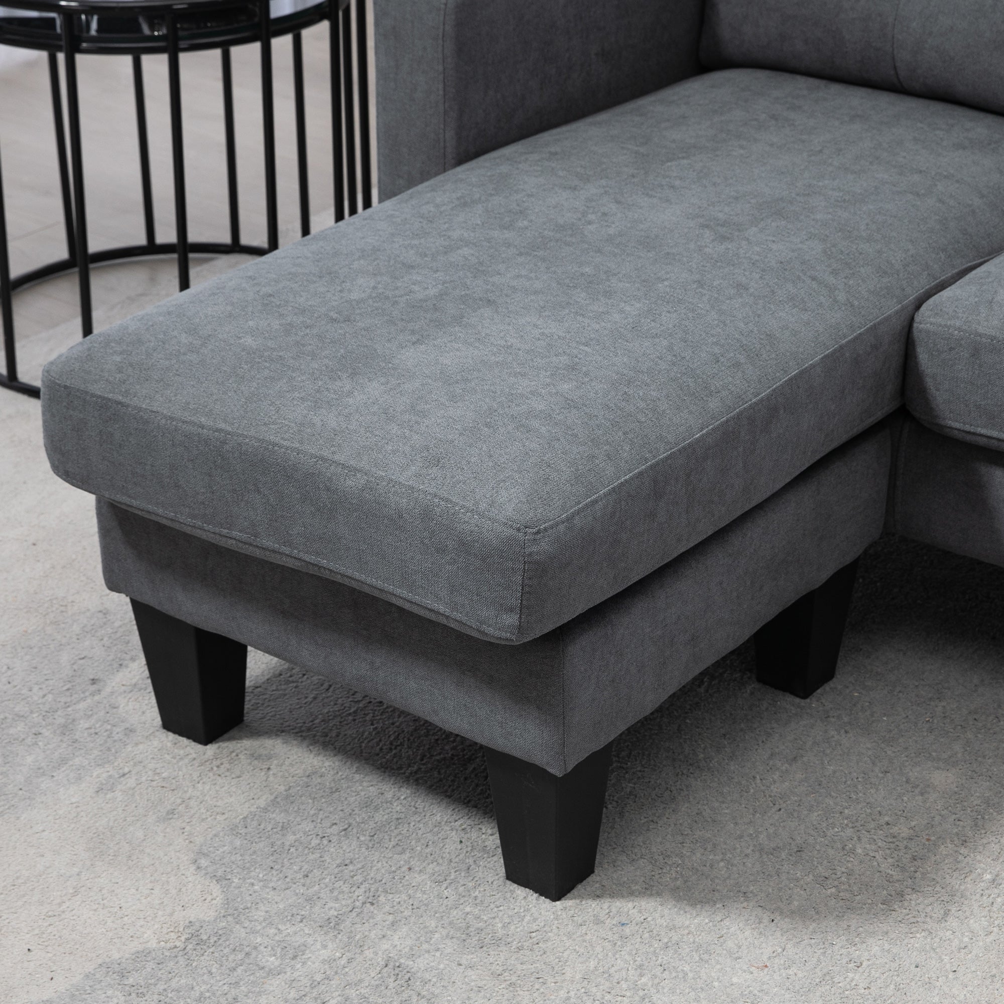 HOMCOM Ecksofa in L-Form, beidseitig anbringbare Chaiselongue, Polstersofa, Dunkelgrau