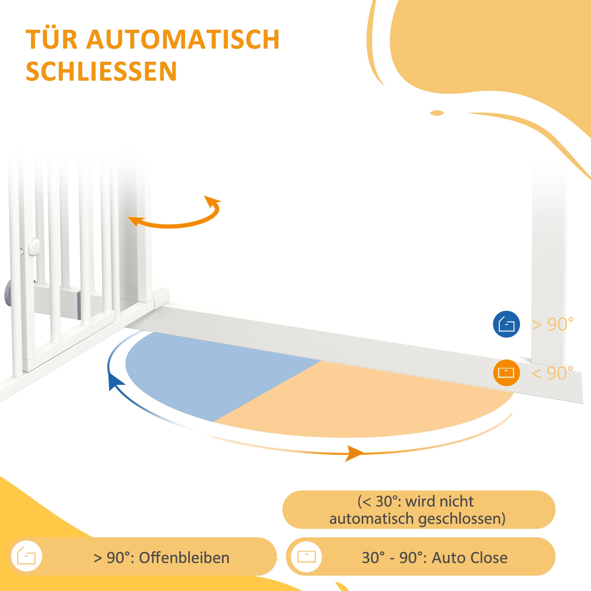 PawHut Treppenschutzgitter Hundeschutzgitter, automatisches Schließen, Einhandbedienung,100 cm x 4 cm x 76 cm, Weiß