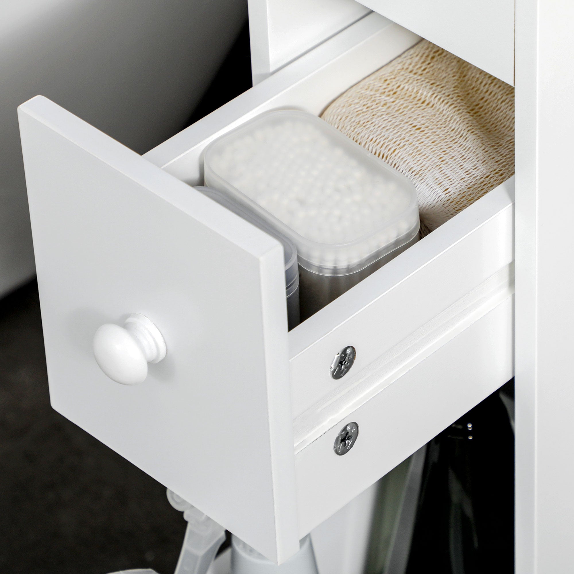 HOMCOM Nischenwagen Badschrank Rollschrank, schmales Design, zwei Schubladen, vier Räder, weiß, 16 x 49,5 x 66 cm