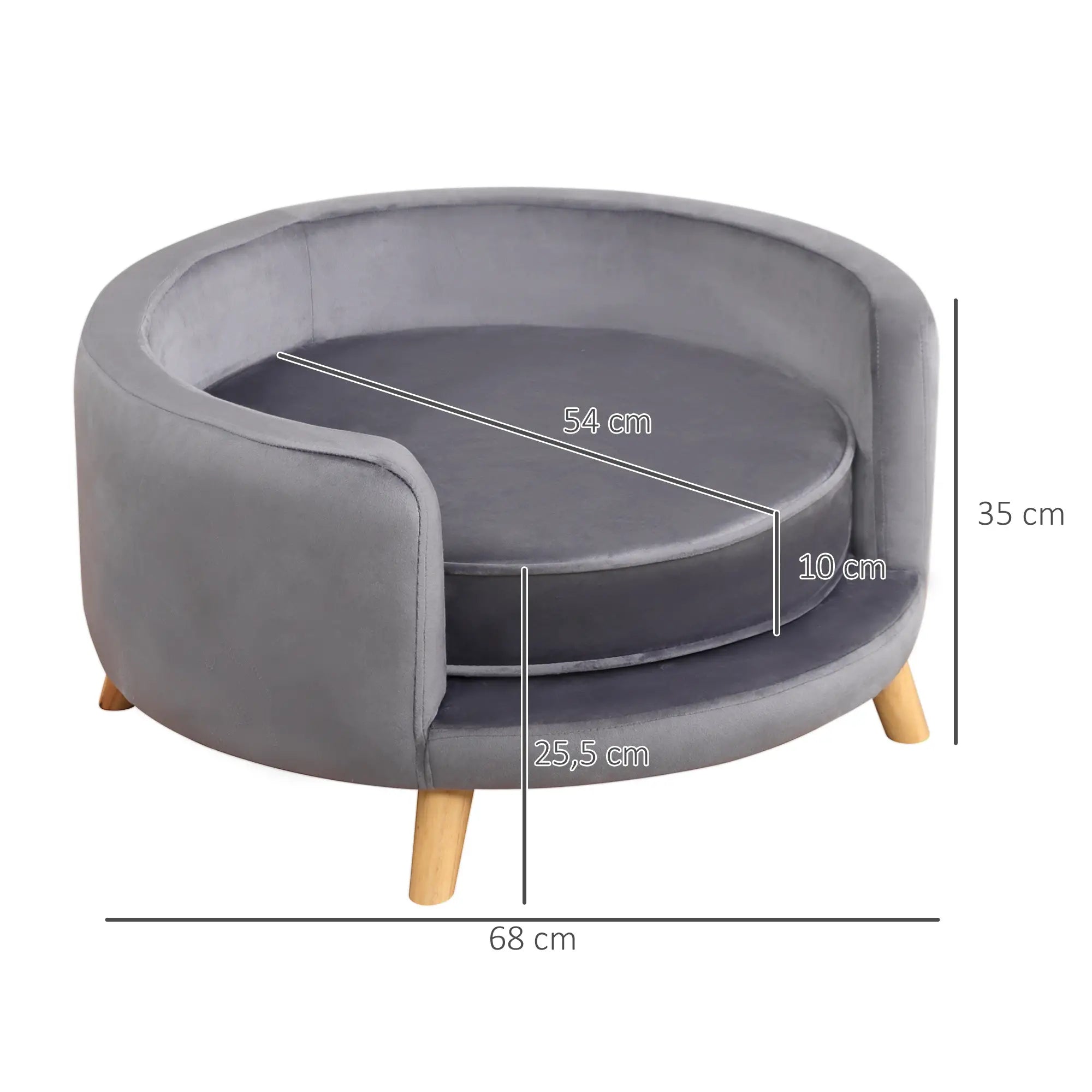 PawHut Haustiersofa für mittelgroße Hunde, 68x68x35 cm