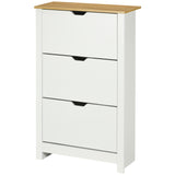 HOMCOM Schuhschrank Schruhregal Schuhaufbewahrung, 3 Fächer, 18 Paar Schuhe,  72 cm x 26 cm x 112 cm, Weiß + Braun, 72cm x 26cm x 112cm