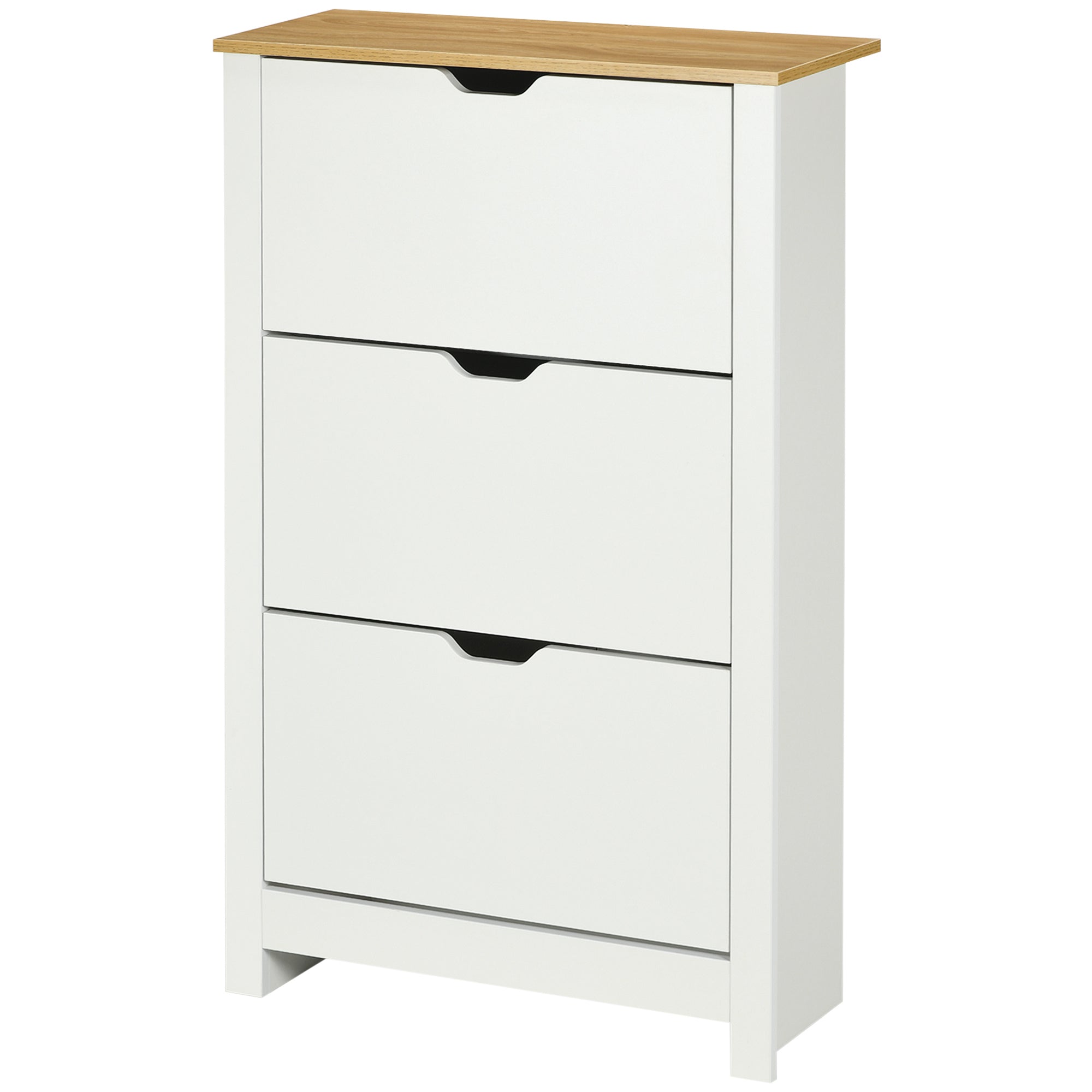 HOMCOM Schuhschrank Schruhregal Schuhaufbewahrung, 3 Fächer, 18 Paar Schuhe,  72 cm x 26 cm x 112 cm, Weiß + Braun