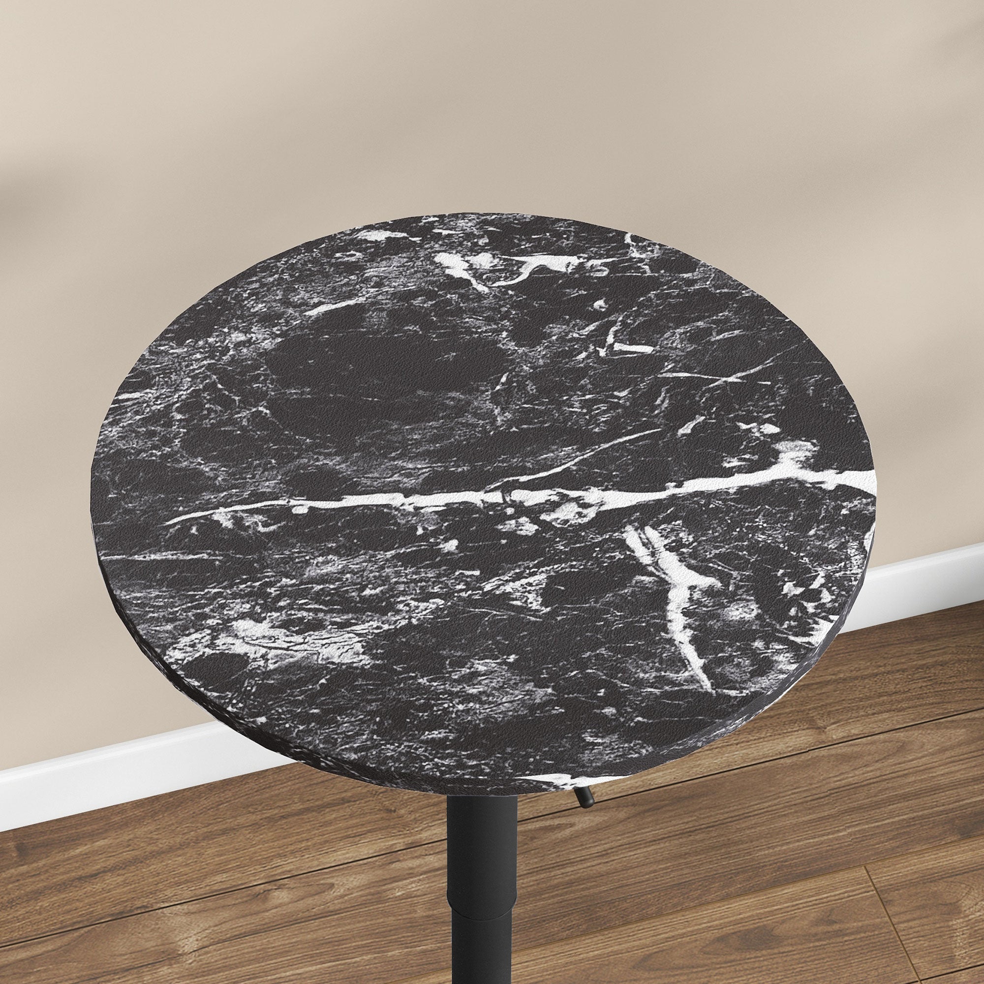 HOMCOM Bartisch für 2 Personen, höhenverstellbar, Marmoroptik, 60 x 60 x 68-93,5 cm, Schwarz