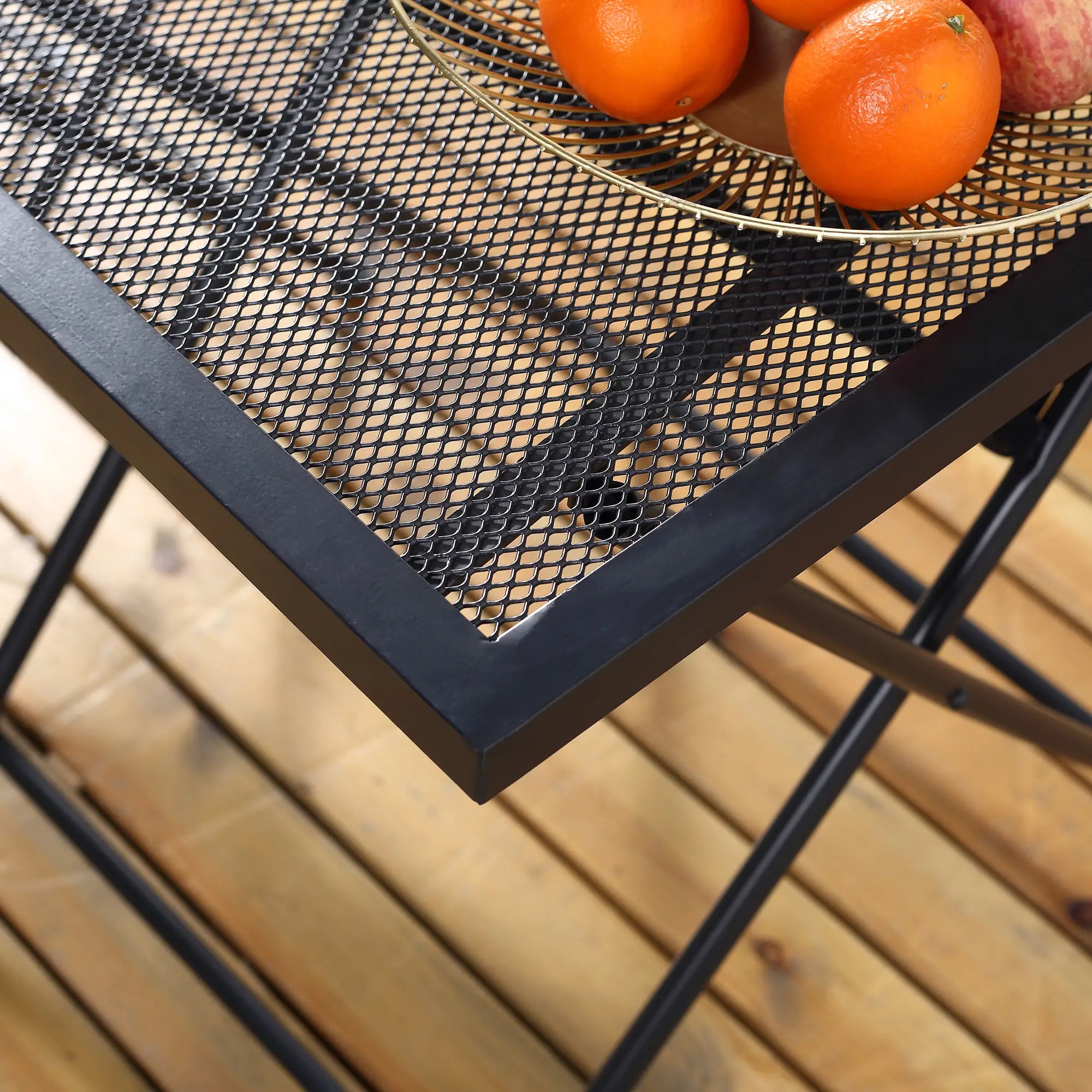Outsunny Garten Sitzgruppe für 2 Personen Bistro-Set Garnitur 1 Tisch+2 faltbare Stühle für Terrasse Balkon Metall Grau
