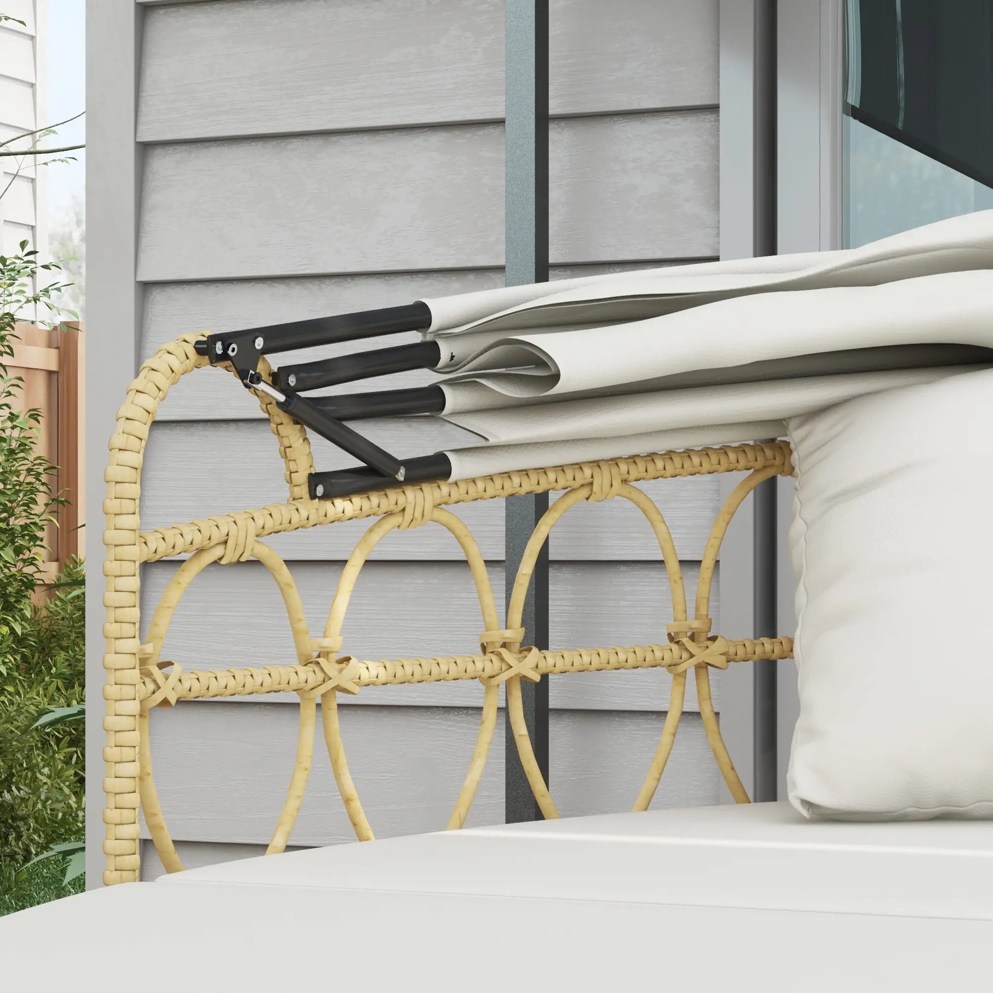 Outsunny Gartenmuschel Sonneninsel Set ausziehbares Dach Outdoor