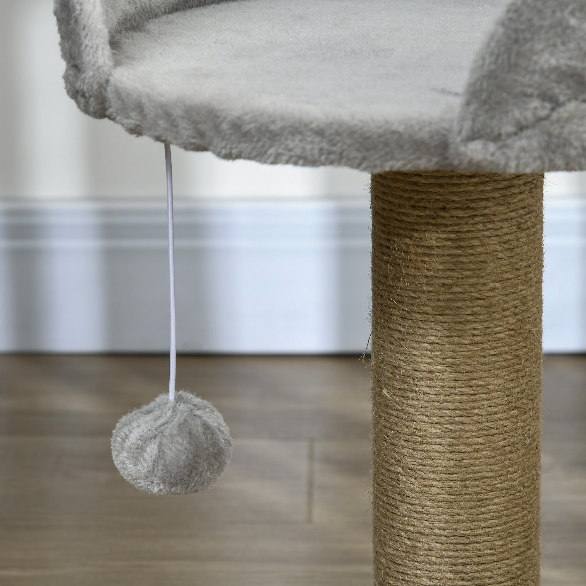 PawHut Kratzbaum Katzenbett Katzenkorb, inkl. Spielball, 40 cm x 40 cm x 49cm, Grau