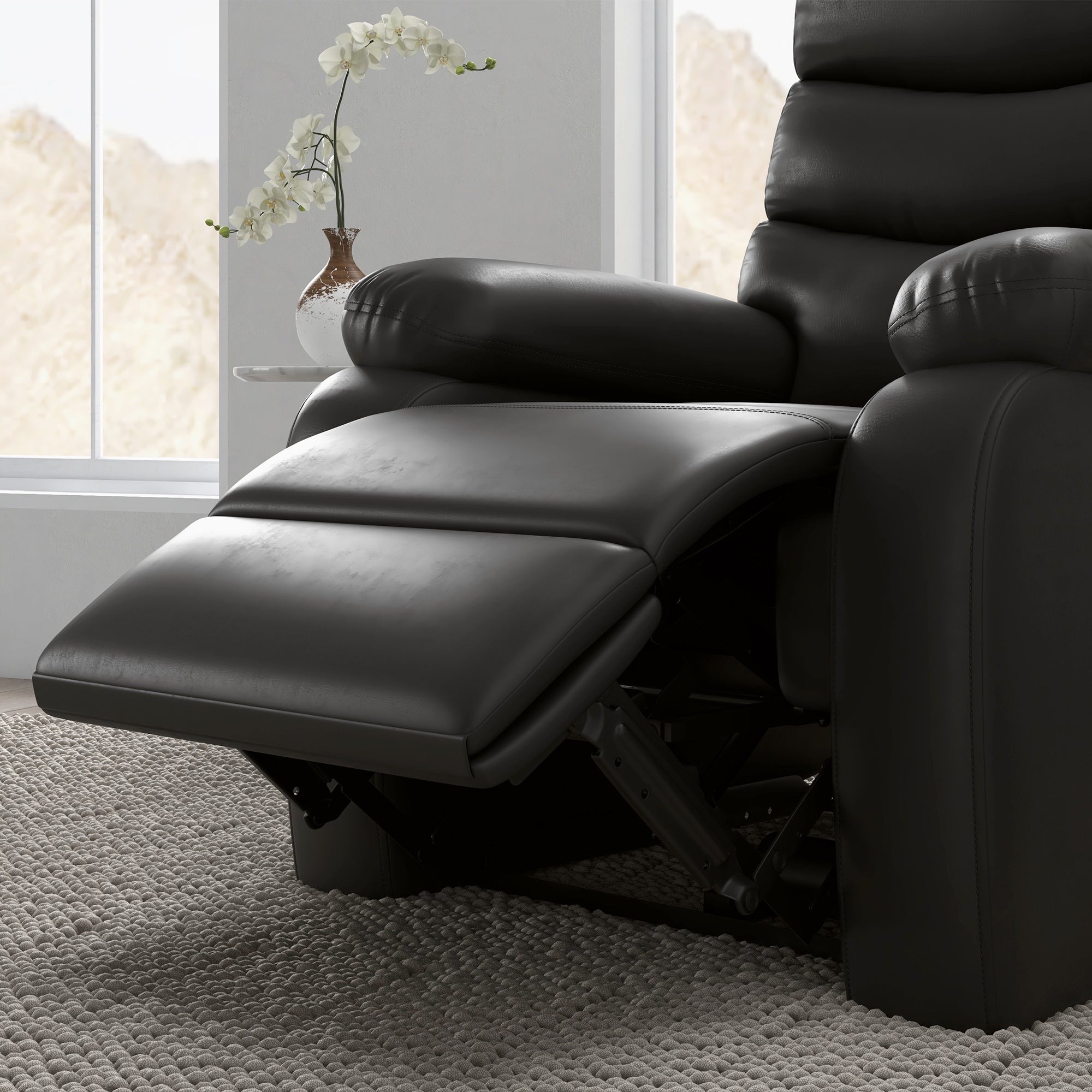 HOMCOM Relaxsessel Liegesessel, Liegefunktion, inkl. Fußstütze, 78 cm x 90 cm x 105 cm, Schwarz